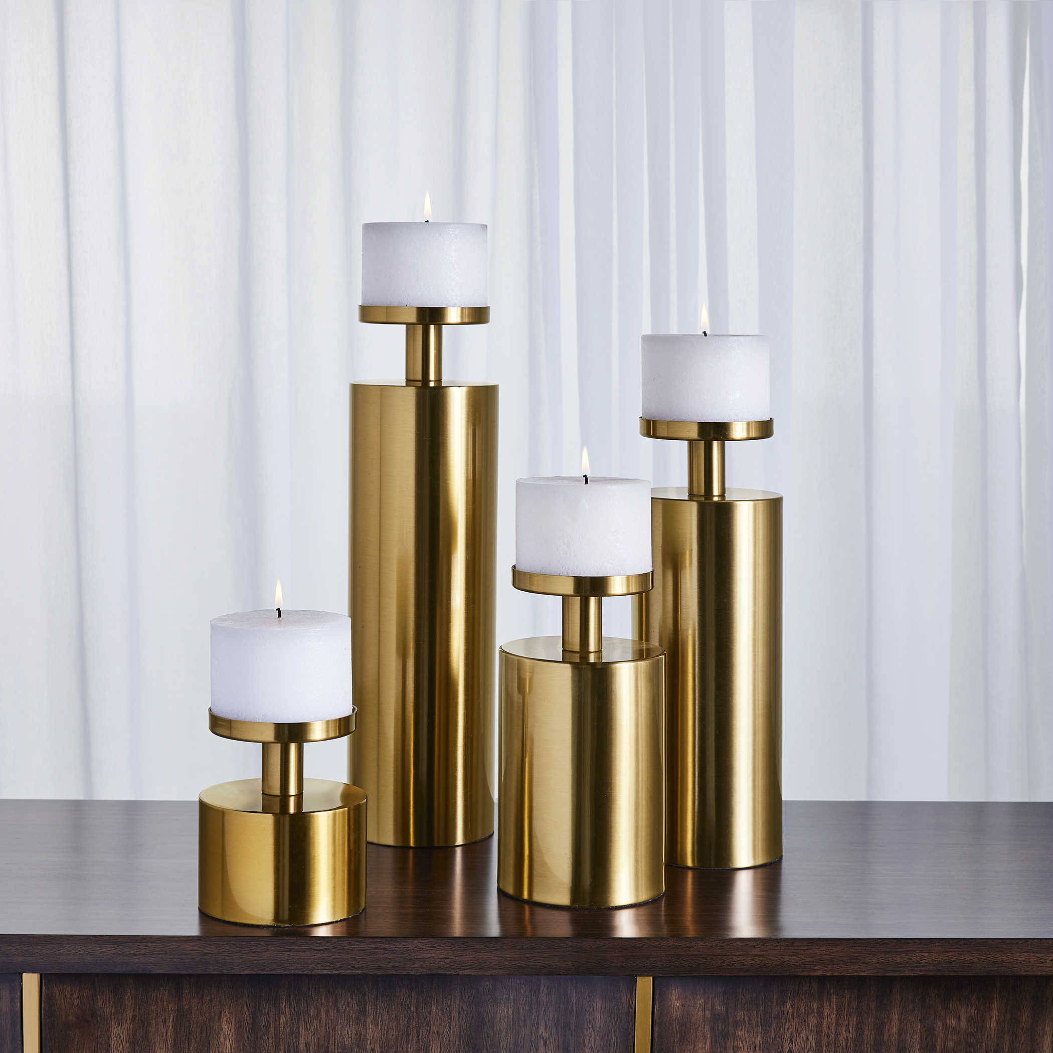 Kamdyn Candleholders - Brass, Set of 4 by Uttermost