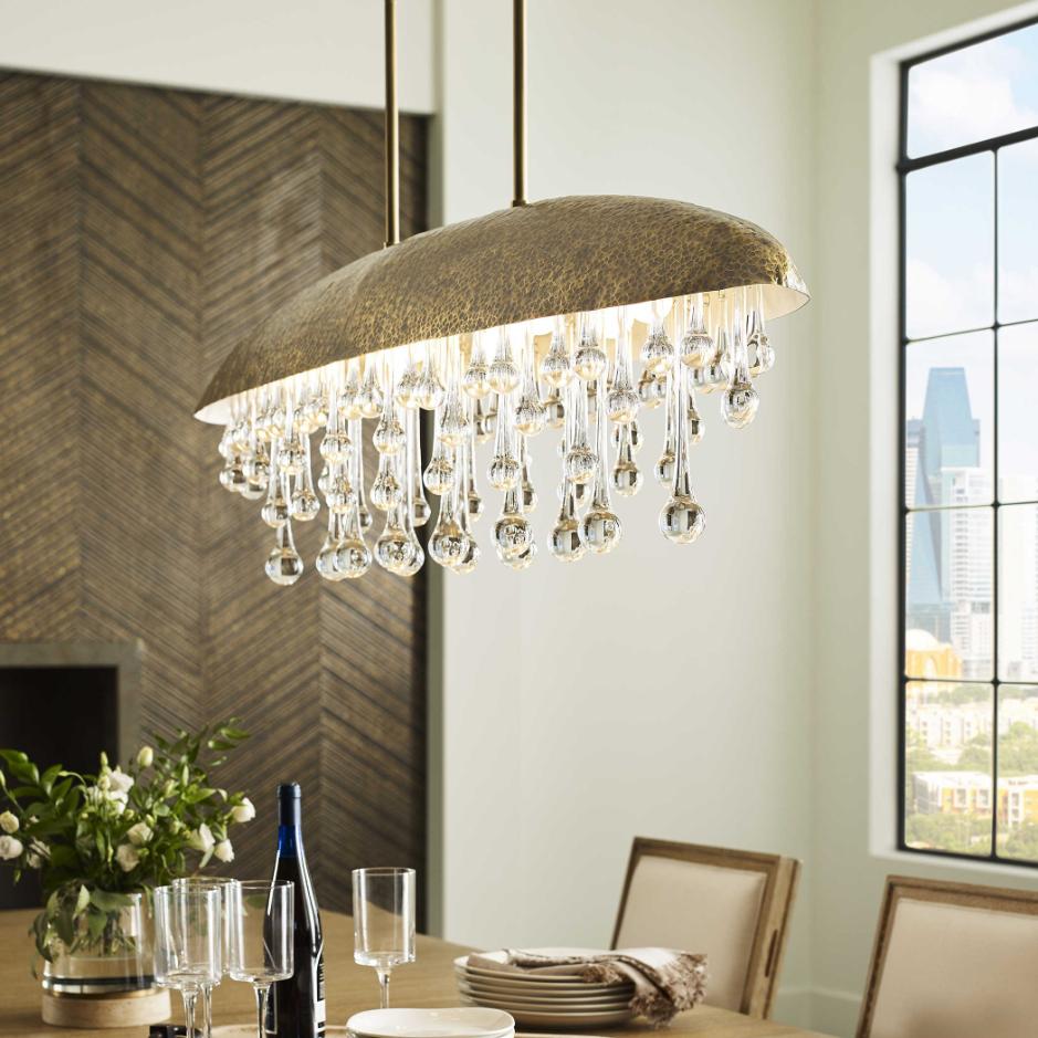 Downpour Brass & Glass Droplet Pendant by Uttermost
