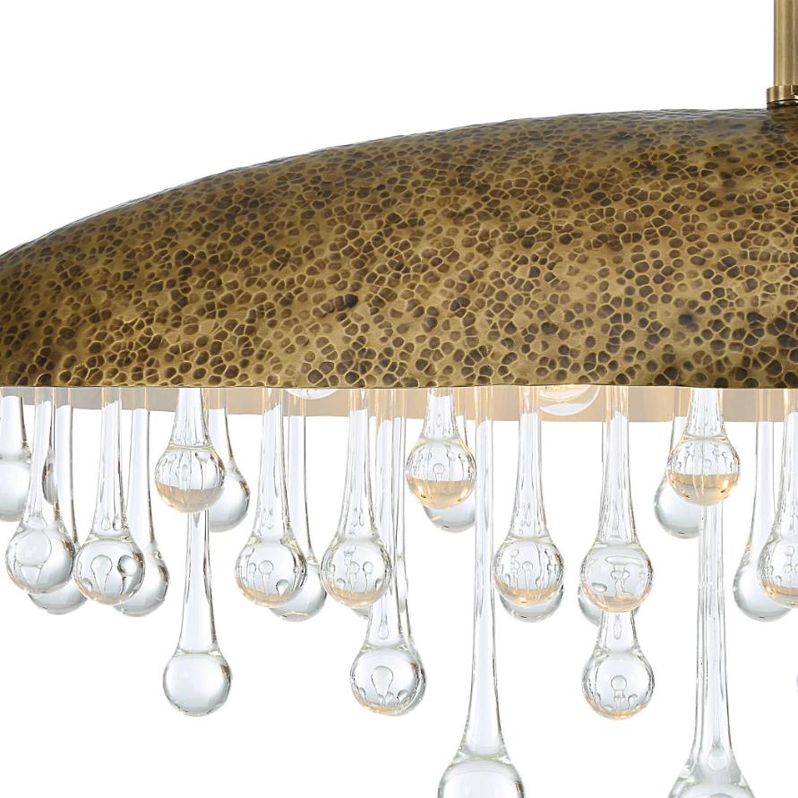 Downpour Brass & Glass Droplet Pendant by Uttermost