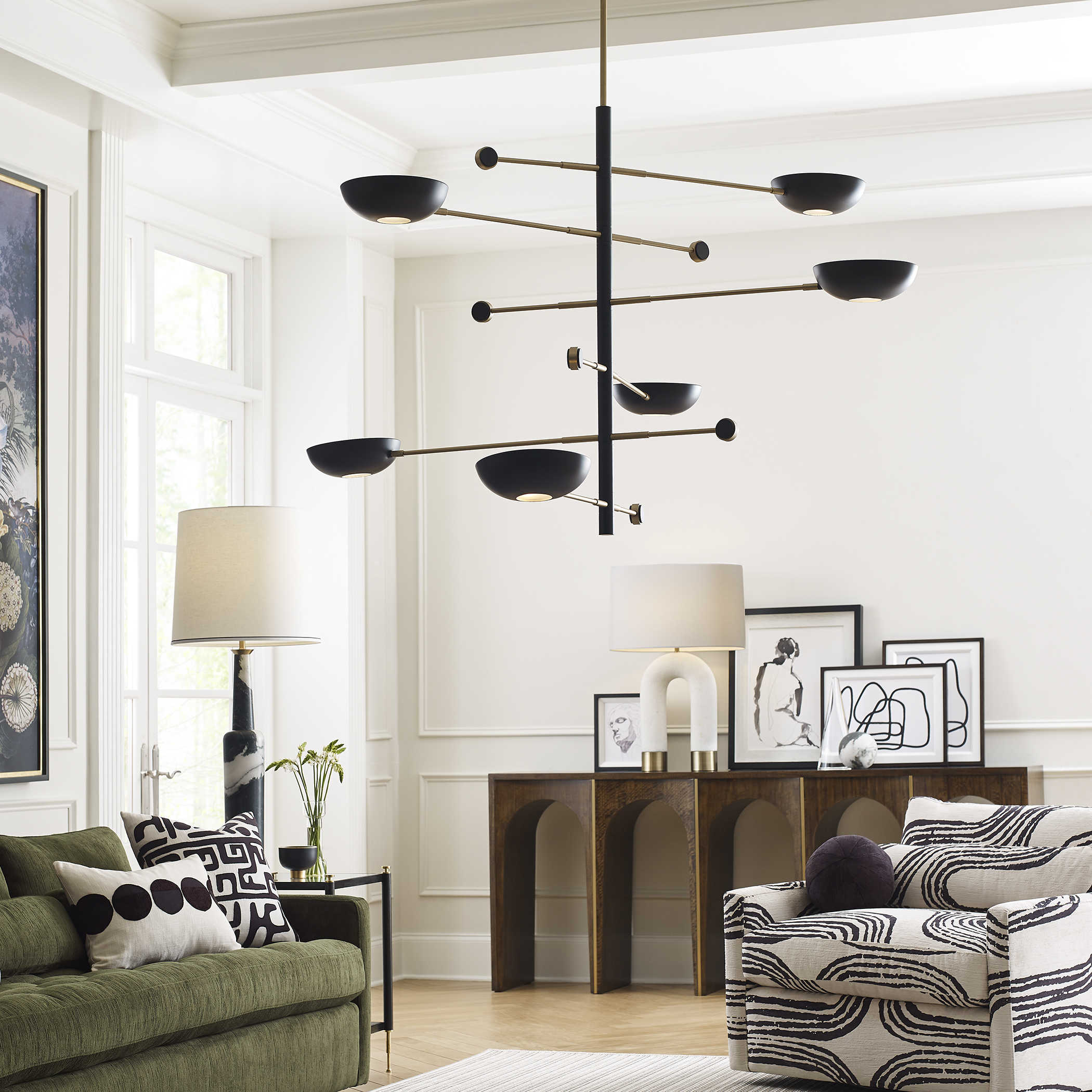Swinger 6 Light Pendant in Black by Uttermost