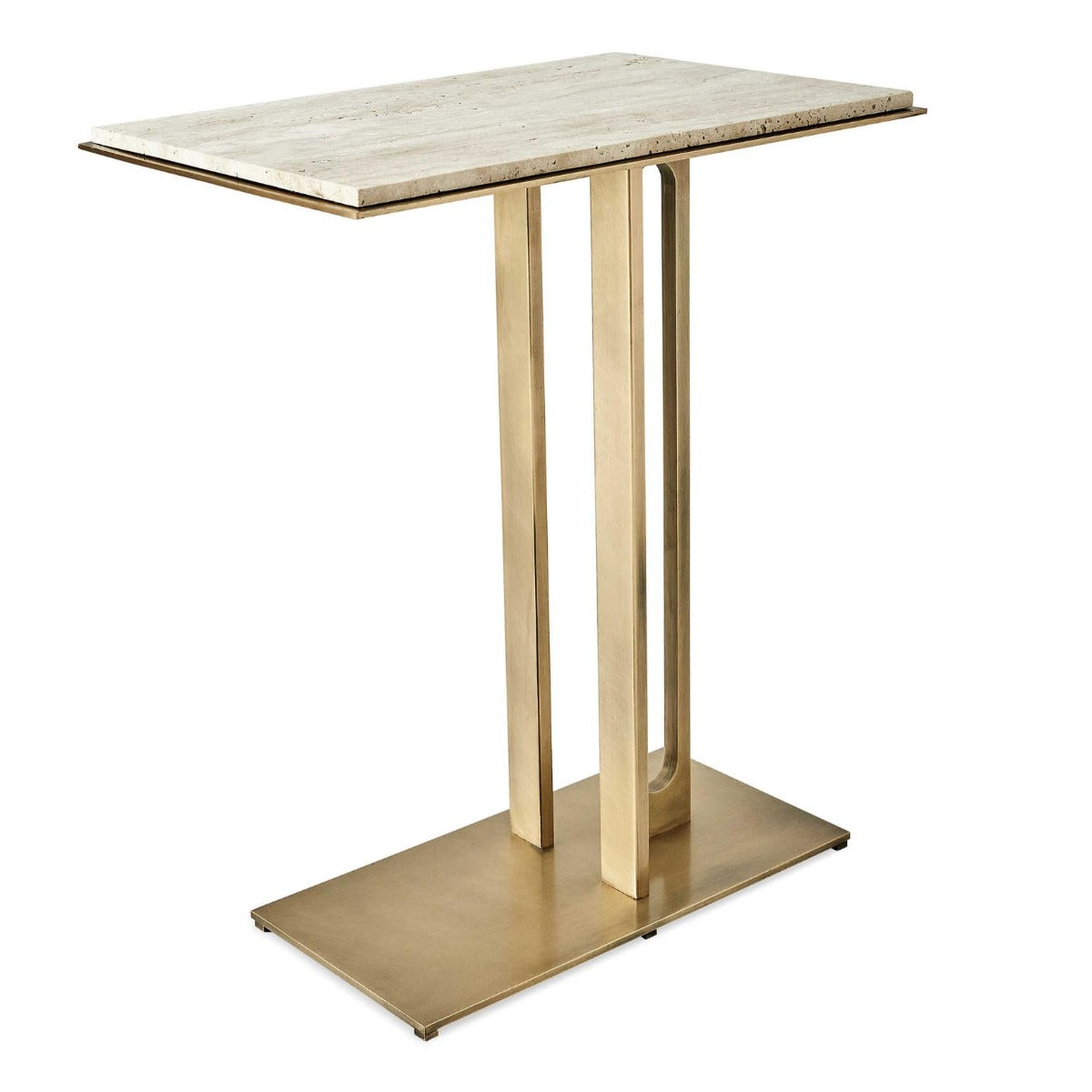 Cantilever Accent Table - Travertine & Brass by Uttermost