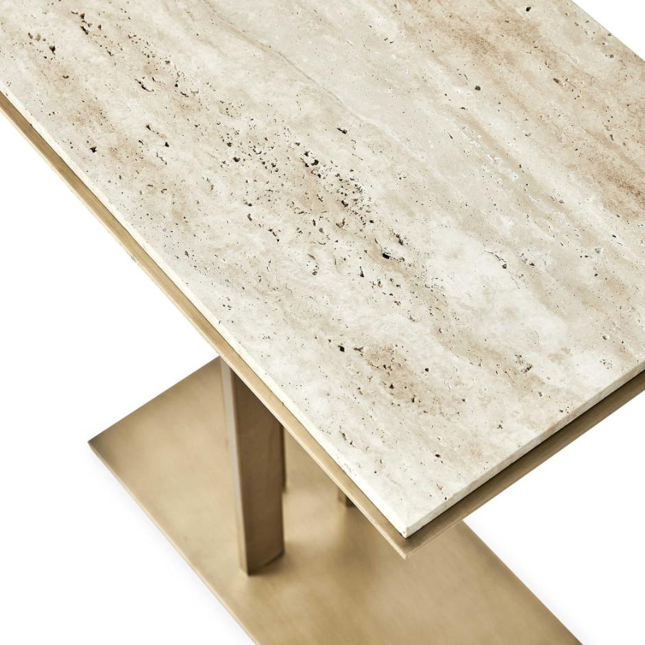 Cantilever Accent Table - Travertine & Brass by Uttermost