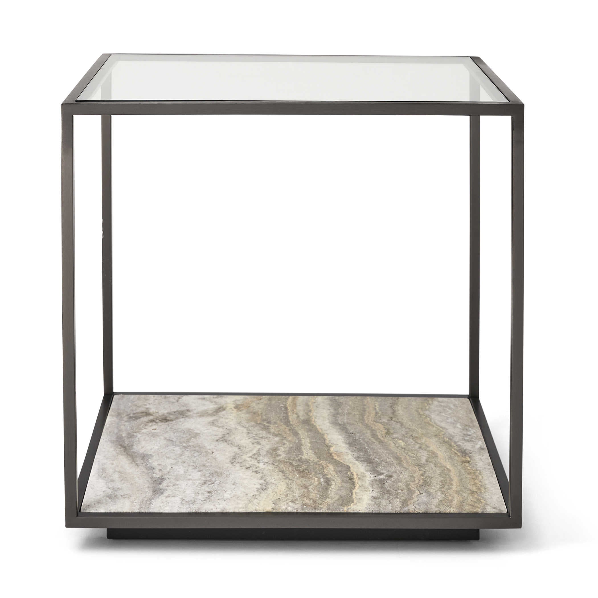 Floating Plane End Table - Travertine/Bronze by Uttermost