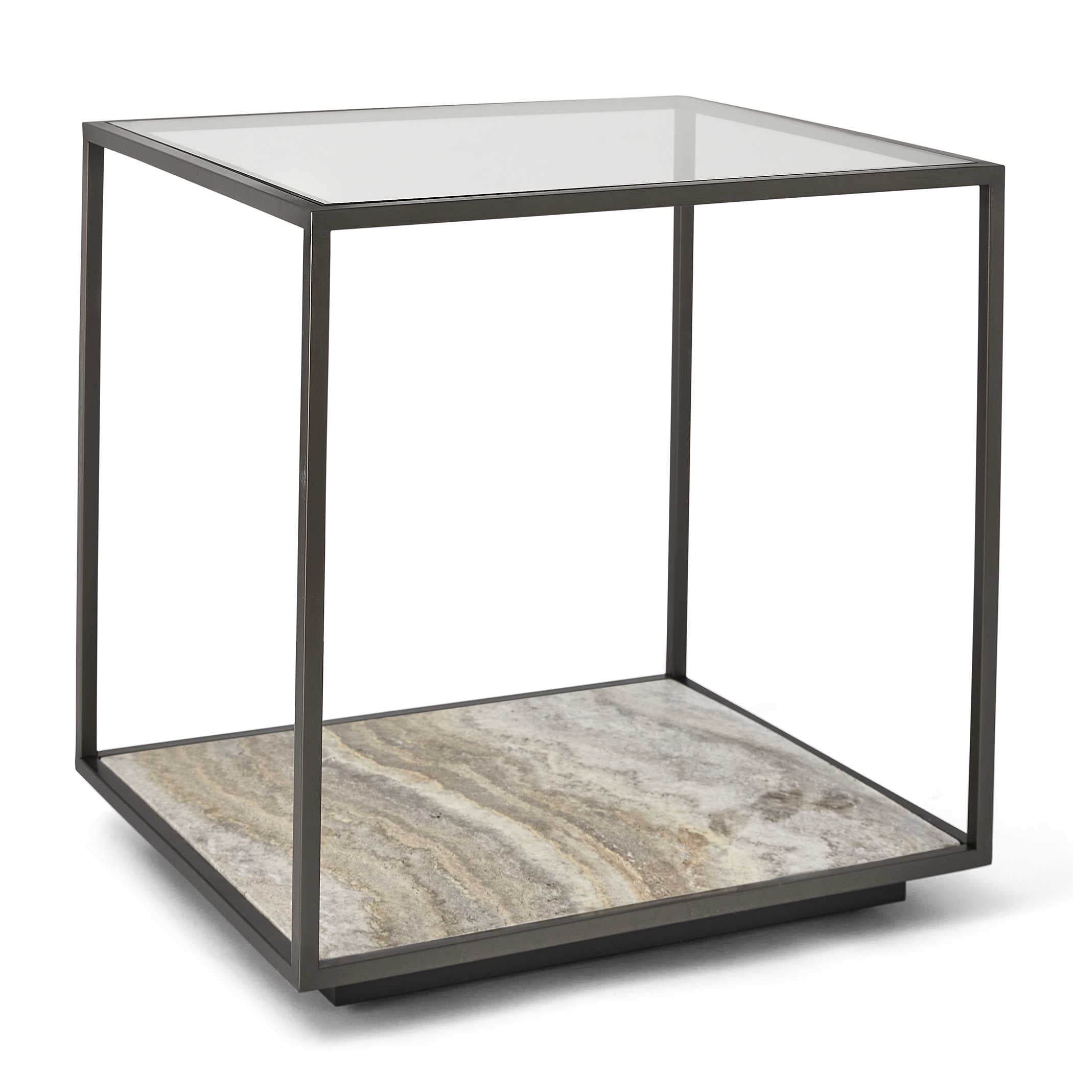 Floating Plane End Table - Travertine/Bronze by Uttermost