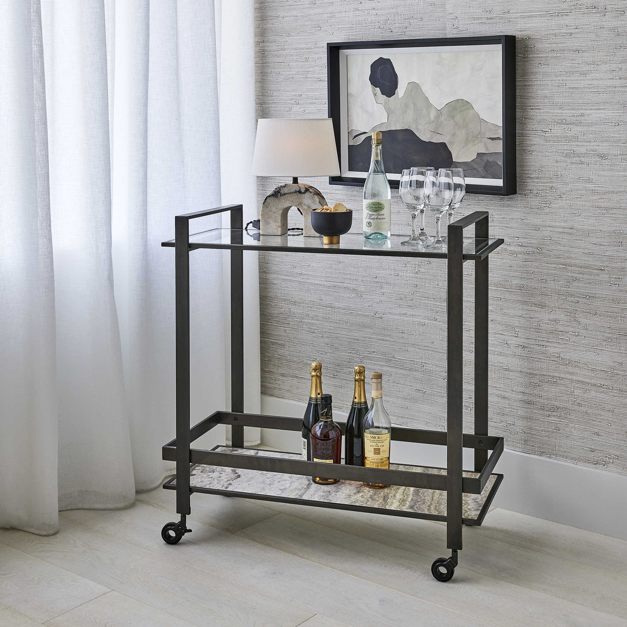 Roll Along Bar Cart - Bronze by Uttermost