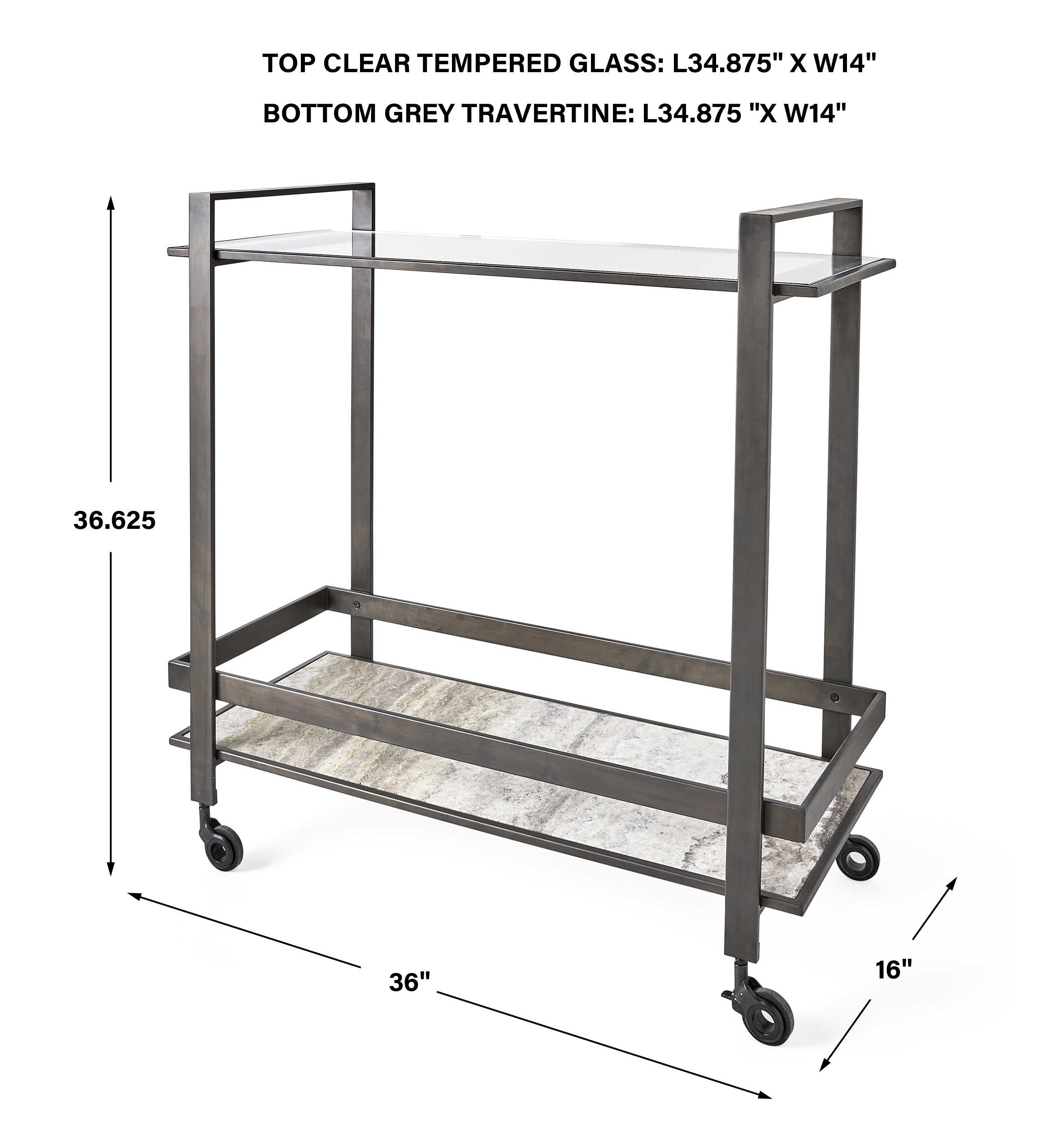Roll Along Bar Cart - Bronze by Uttermost