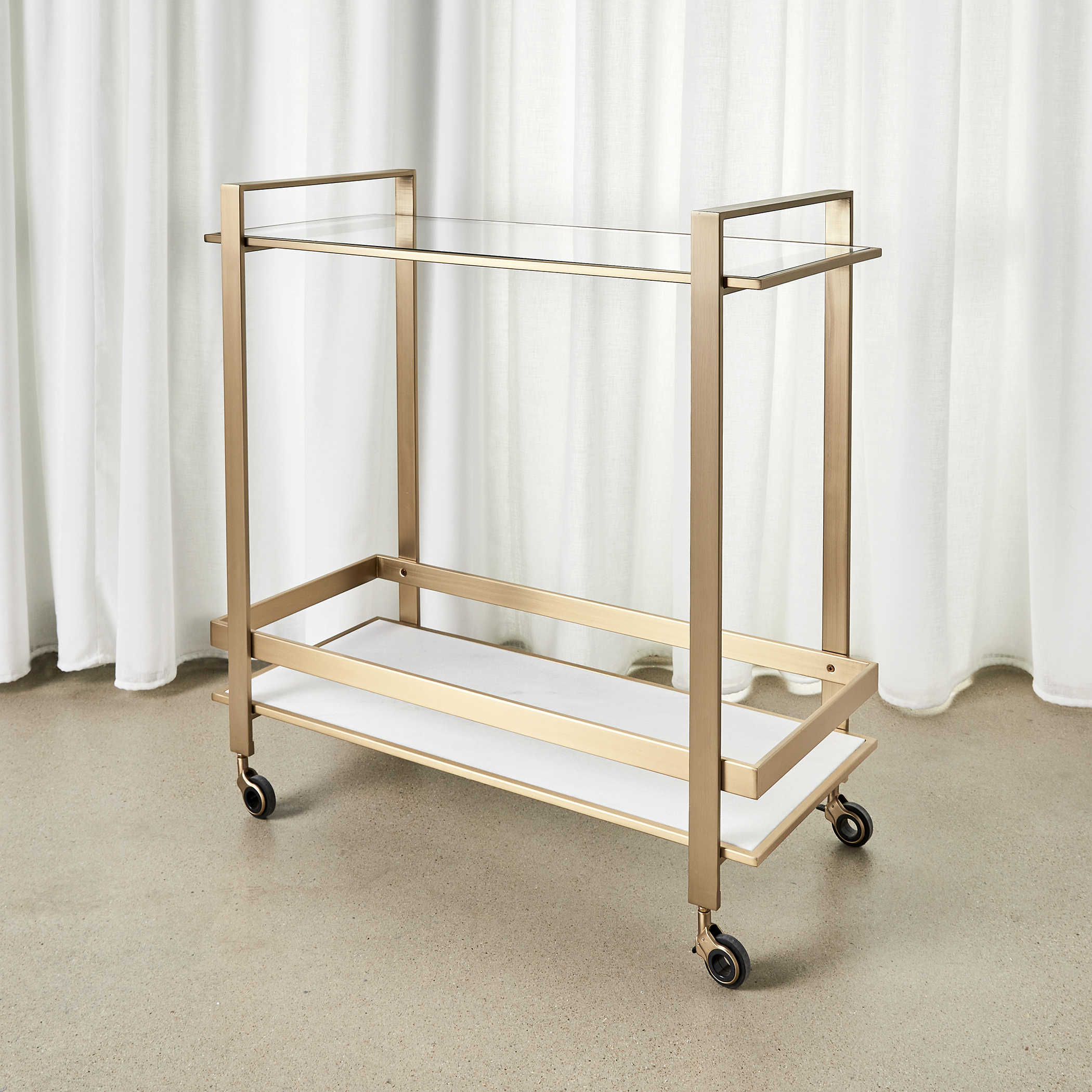 Roll Along Bar Cart - Brass by Uttermost