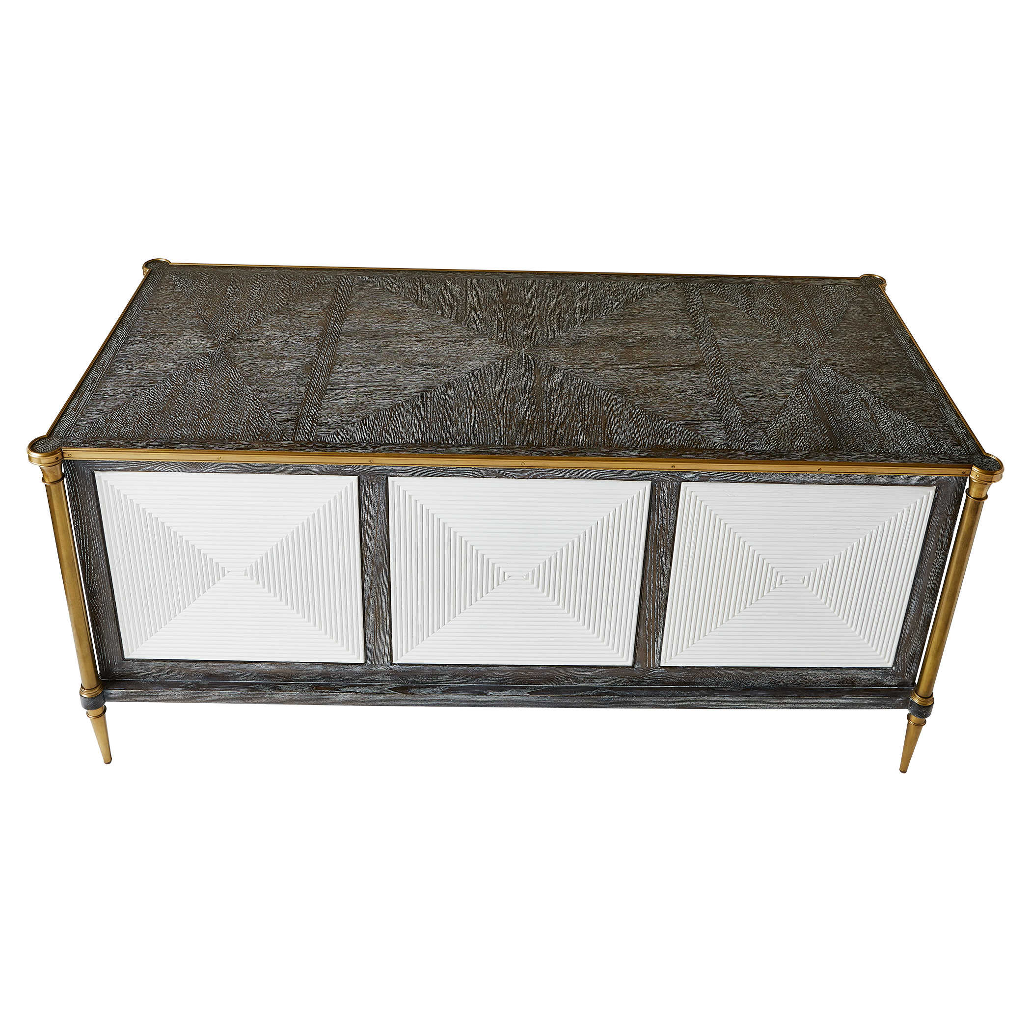 Let It Drop Fluted Oak Writing Desk with Brass Accents by Uttermost