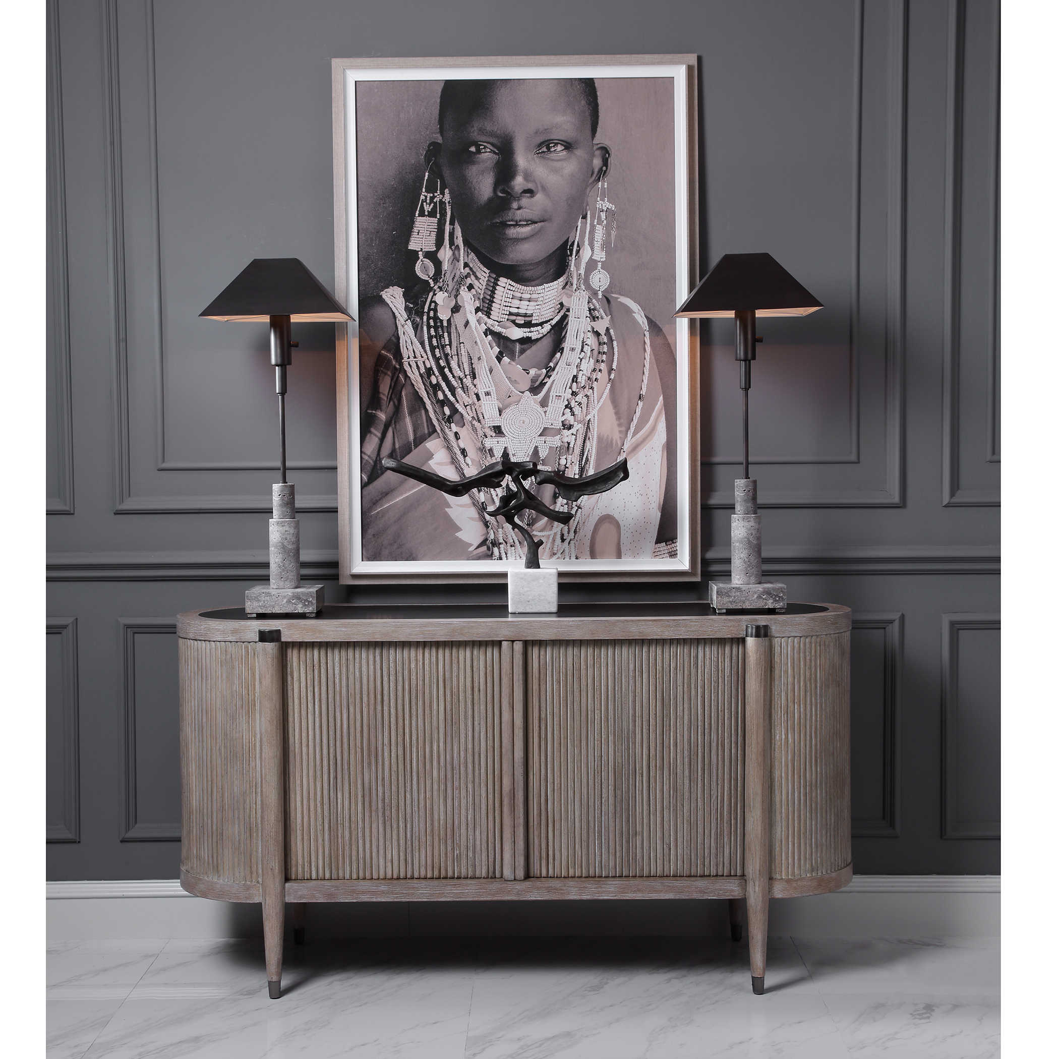 Tambour Cabinet in Natural Wash by Uttermost