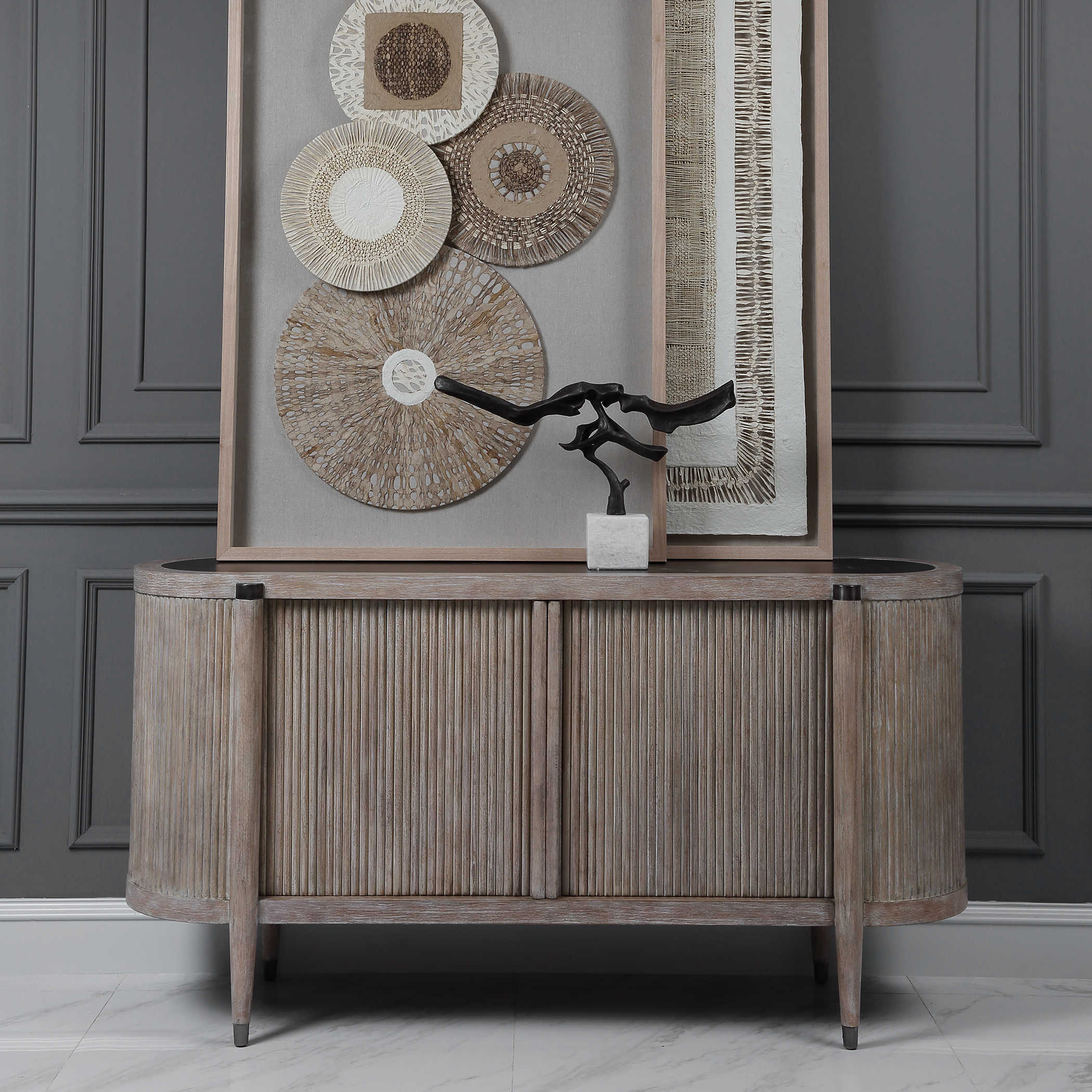 Tambour Cabinet in Natural Wash by Uttermost