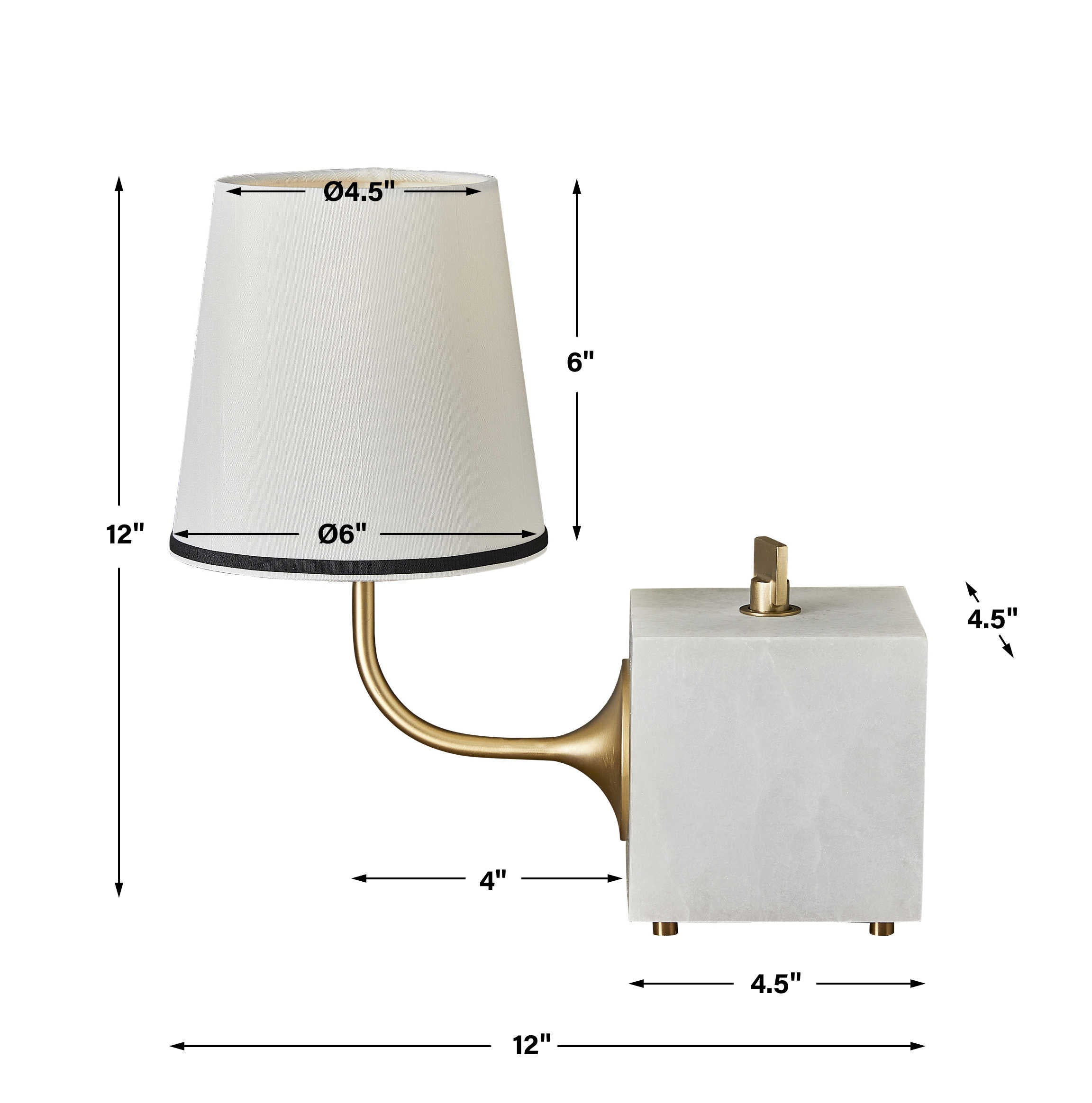 Blockhead Gooseneck Mini Lamp in Satin Brass by Uttermost