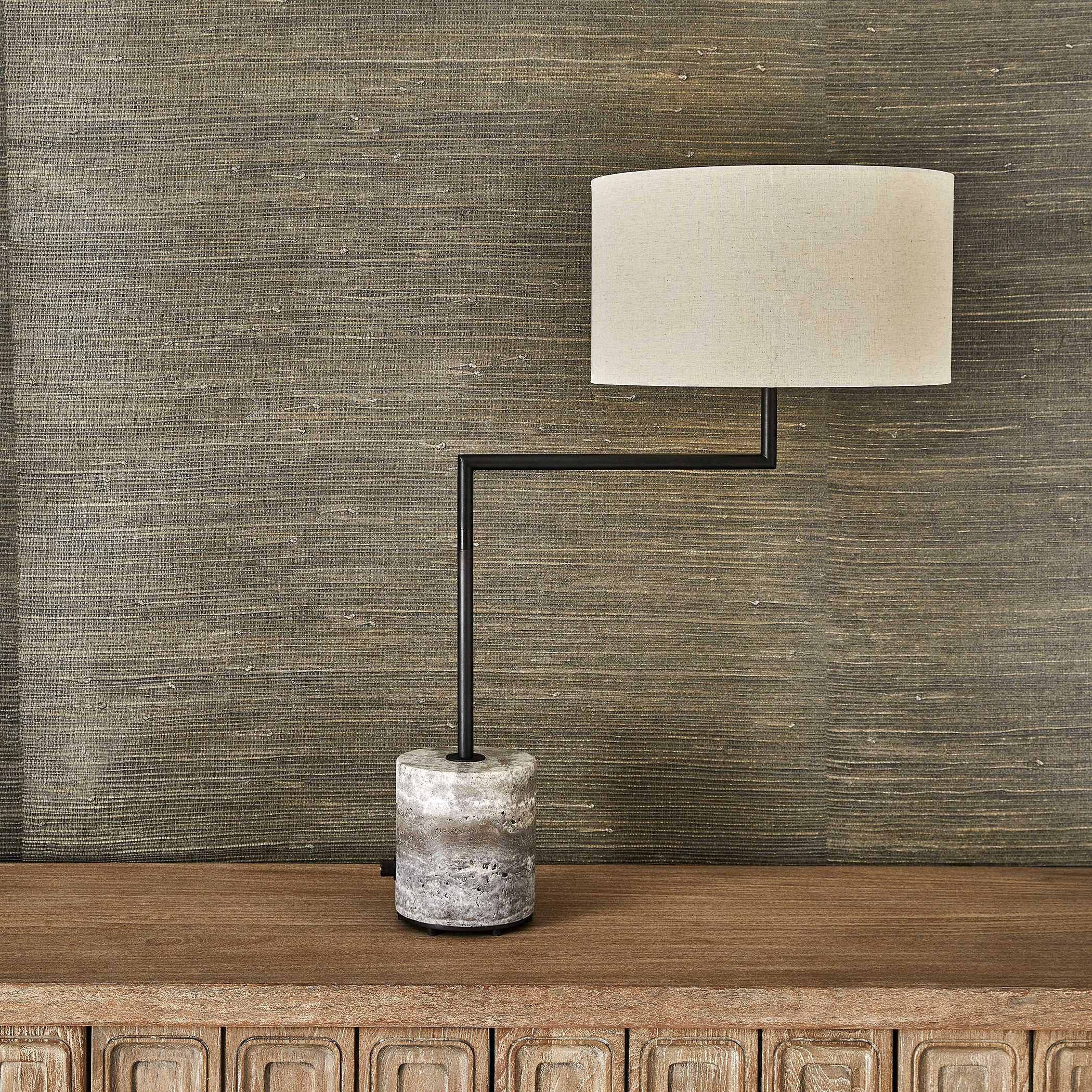 Pivot Table Lamp - Travertine/Bronze by Uttermost