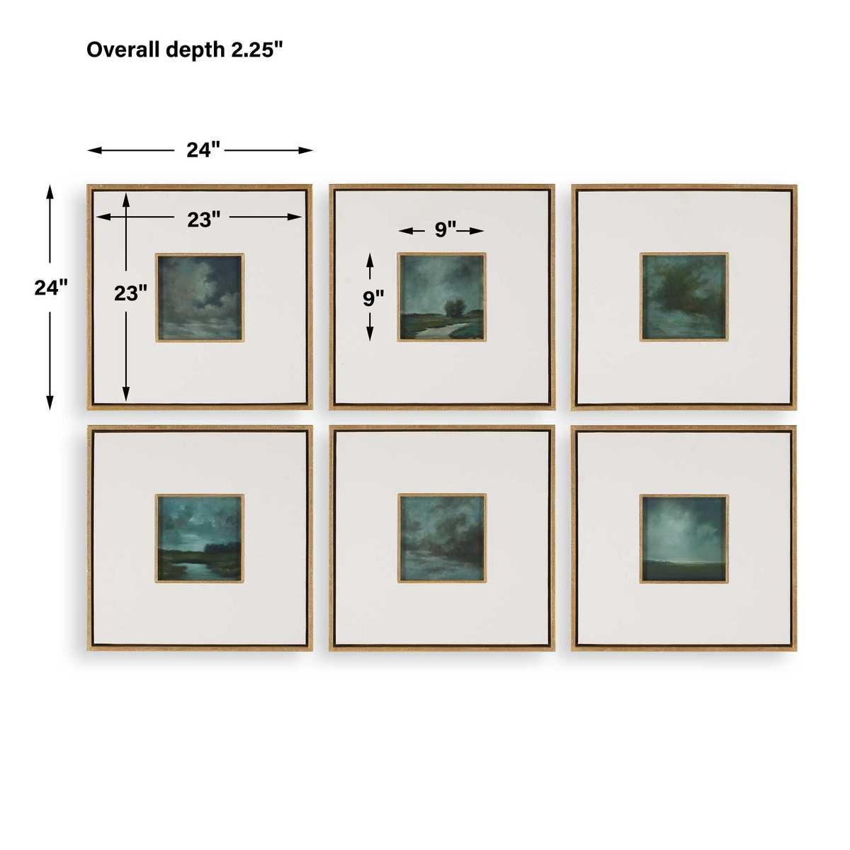 Evening Cumulation Framed Canvases Set of 6 by Uttermost