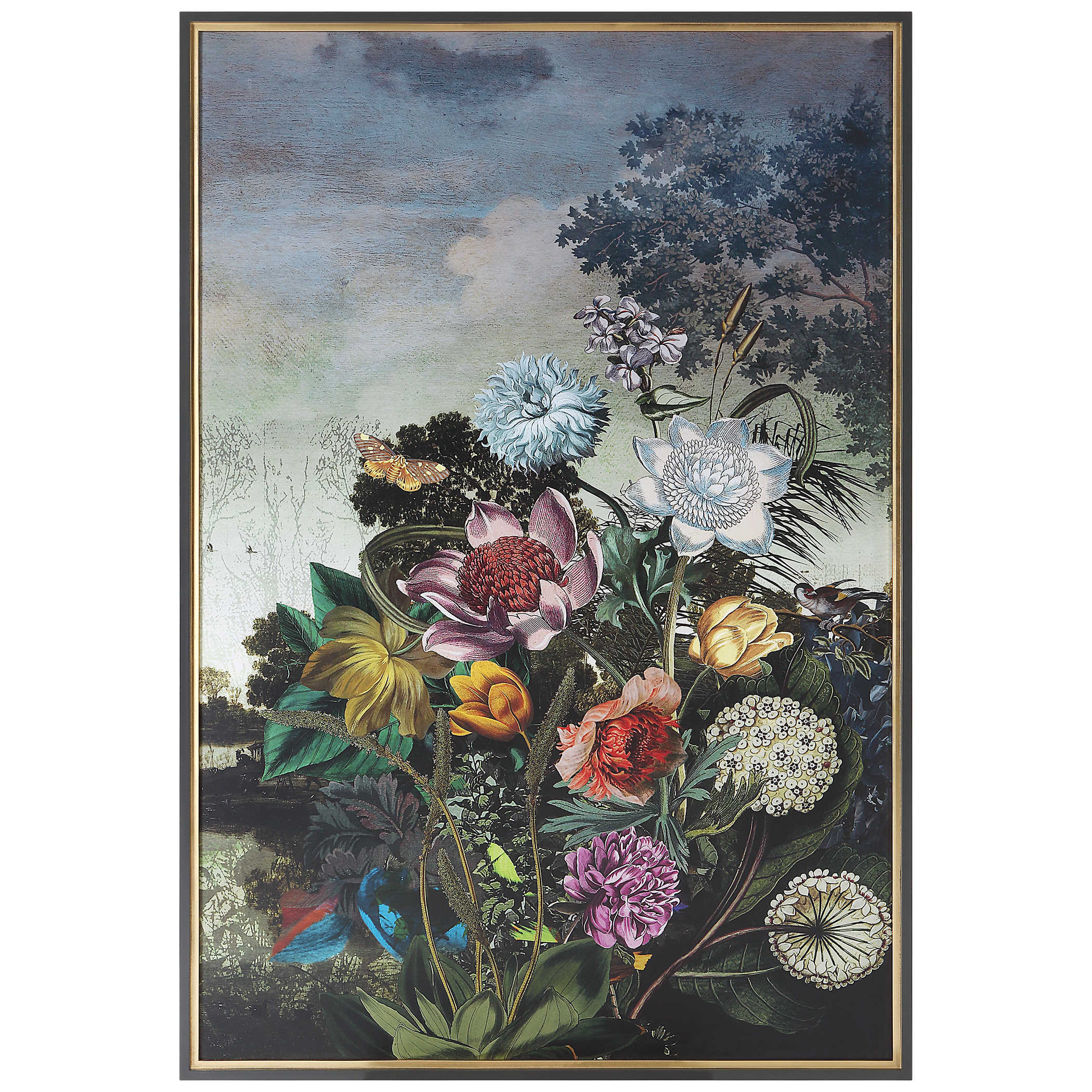 Tranquil Garden Fantasy Framed Print by Uttermost