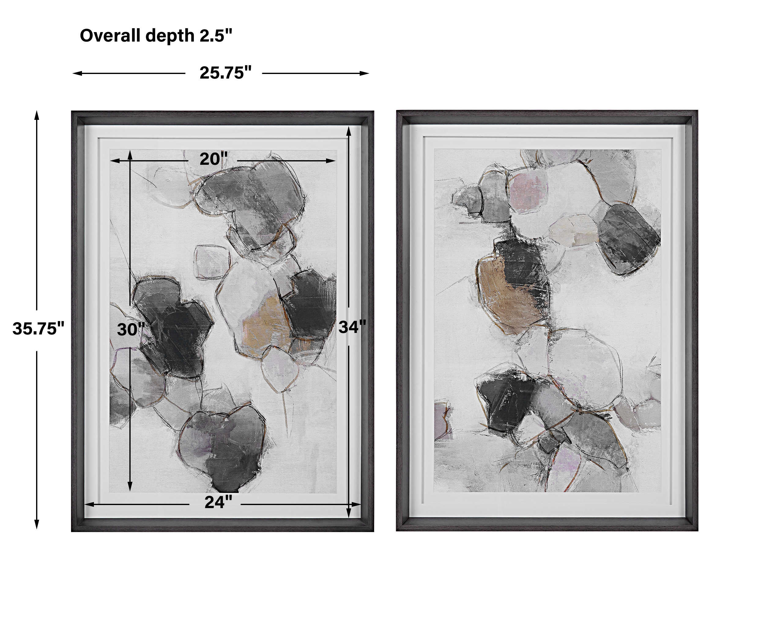 Plunging Pastels Framed Prints - Set of 2 by Uttermost