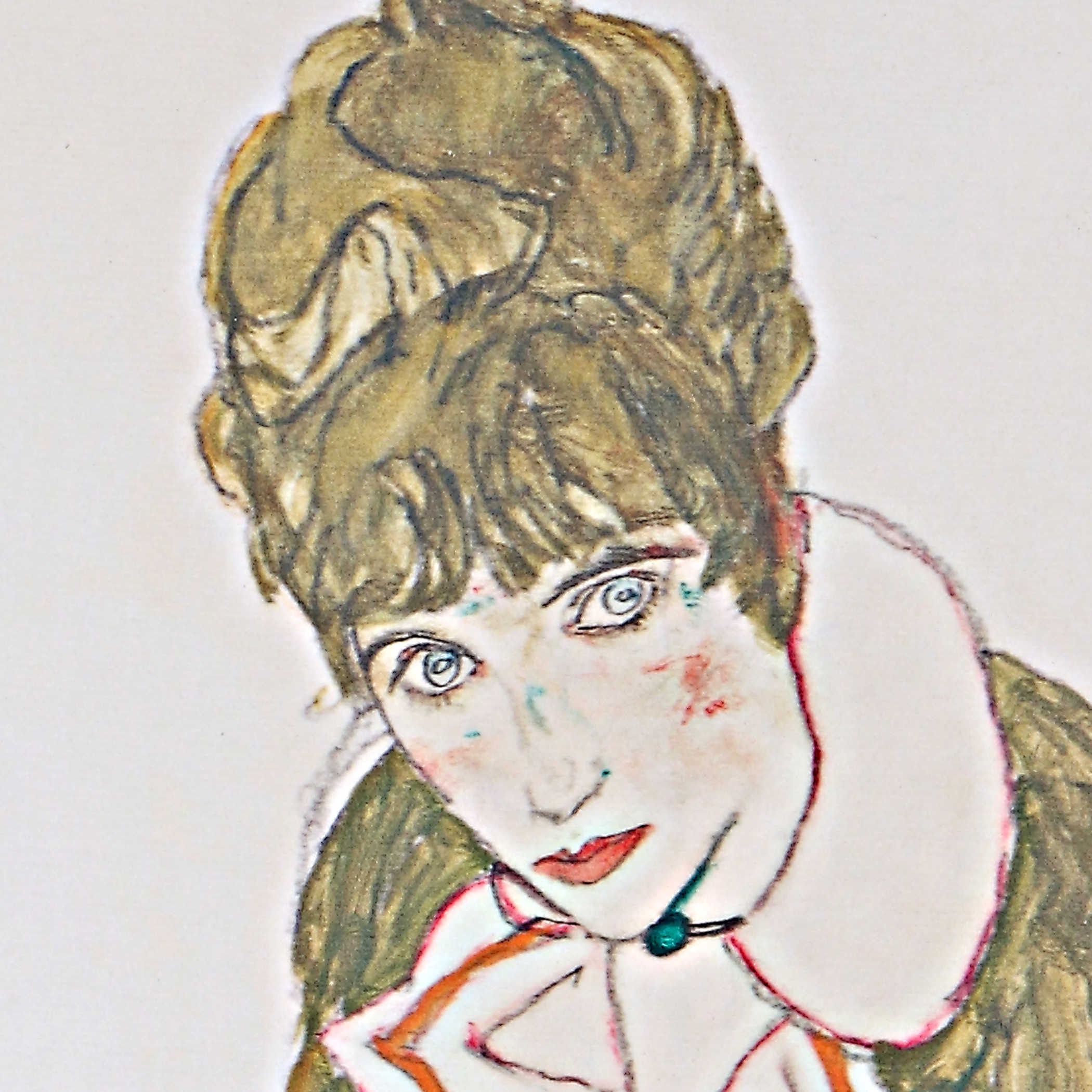 Edith with Striped Dress, Sitting, 1915 Framed Canvas by Uttermost