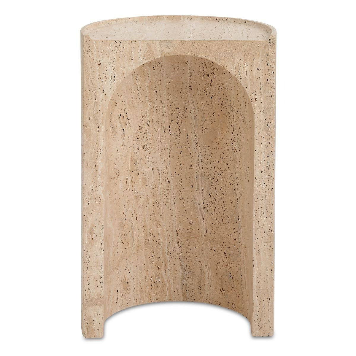 Basilica Accent Table in Beige Travertine by Uttermost