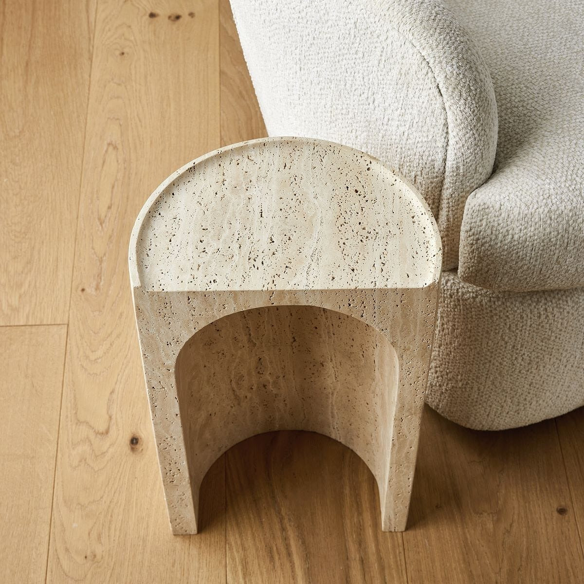 Basilica Accent Table in Beige Travertine by Uttermost
