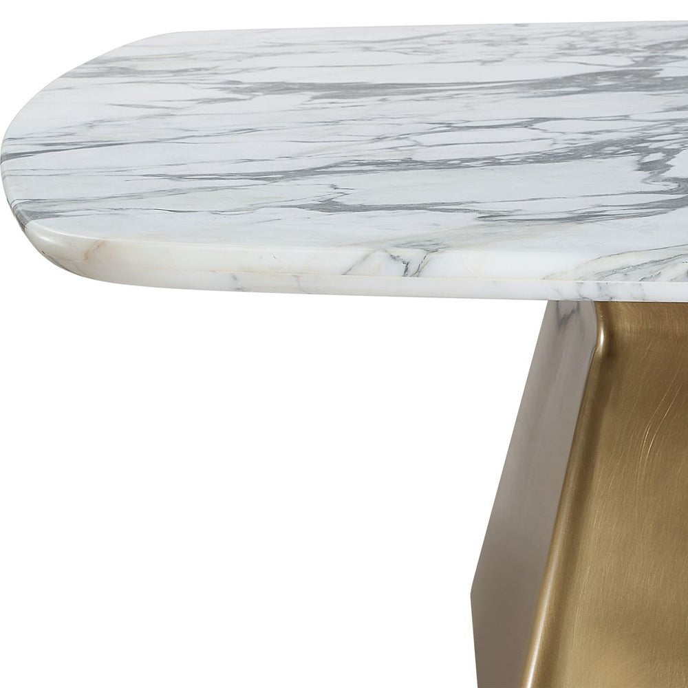 Equilateral Coffee Table in Arabescato and Brass by Uttermost