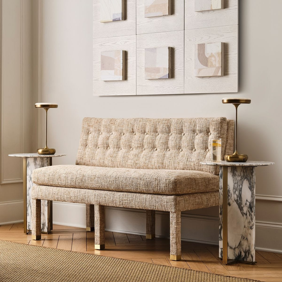Joist Accent Table in Arabescato Marble by Uttermost