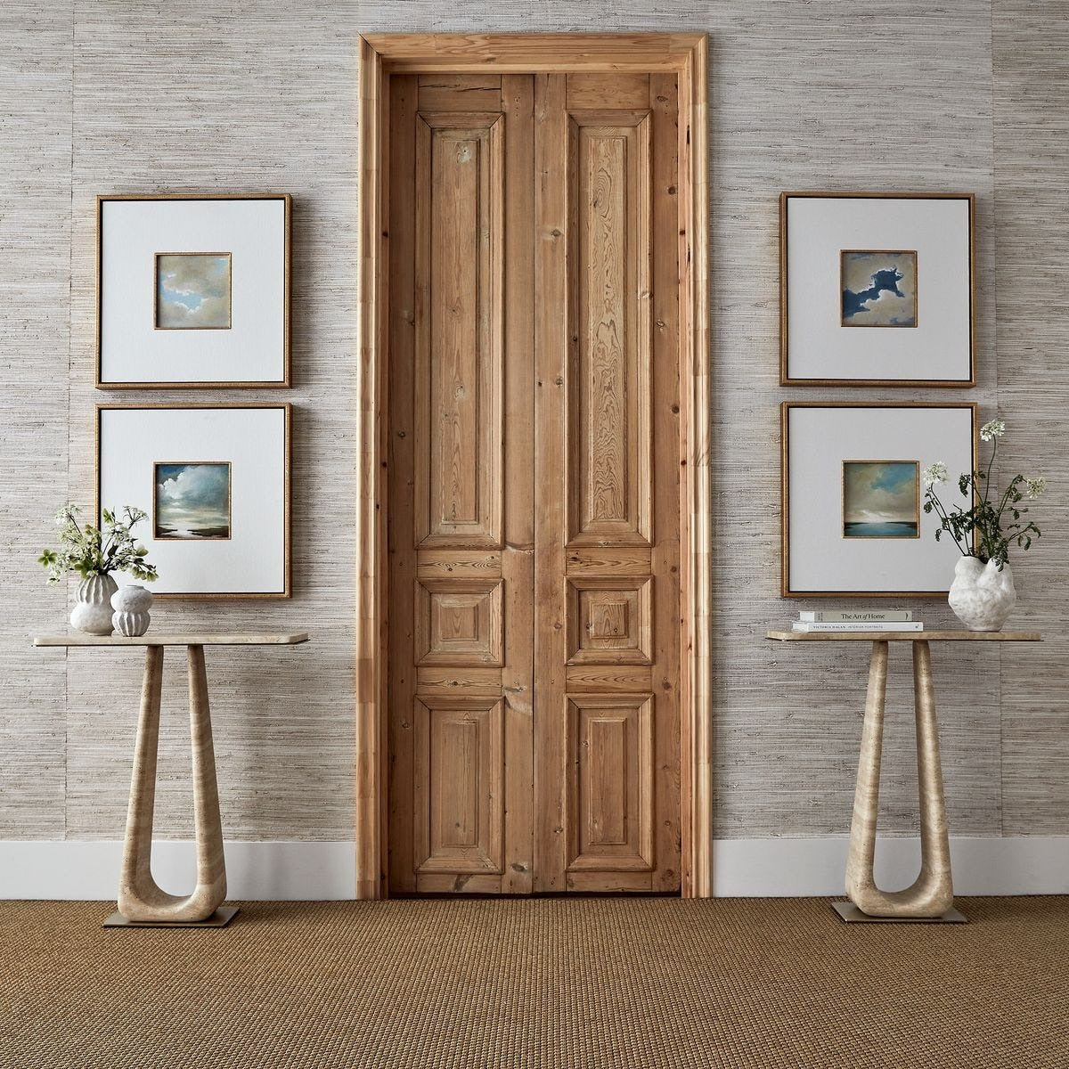 About Turn Console Table in Travertine by Uttermost