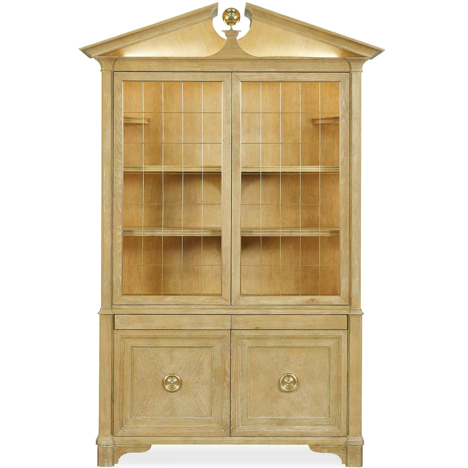 Pediment Tall Cabinet in Scrubbed Light Oak by Uttermost