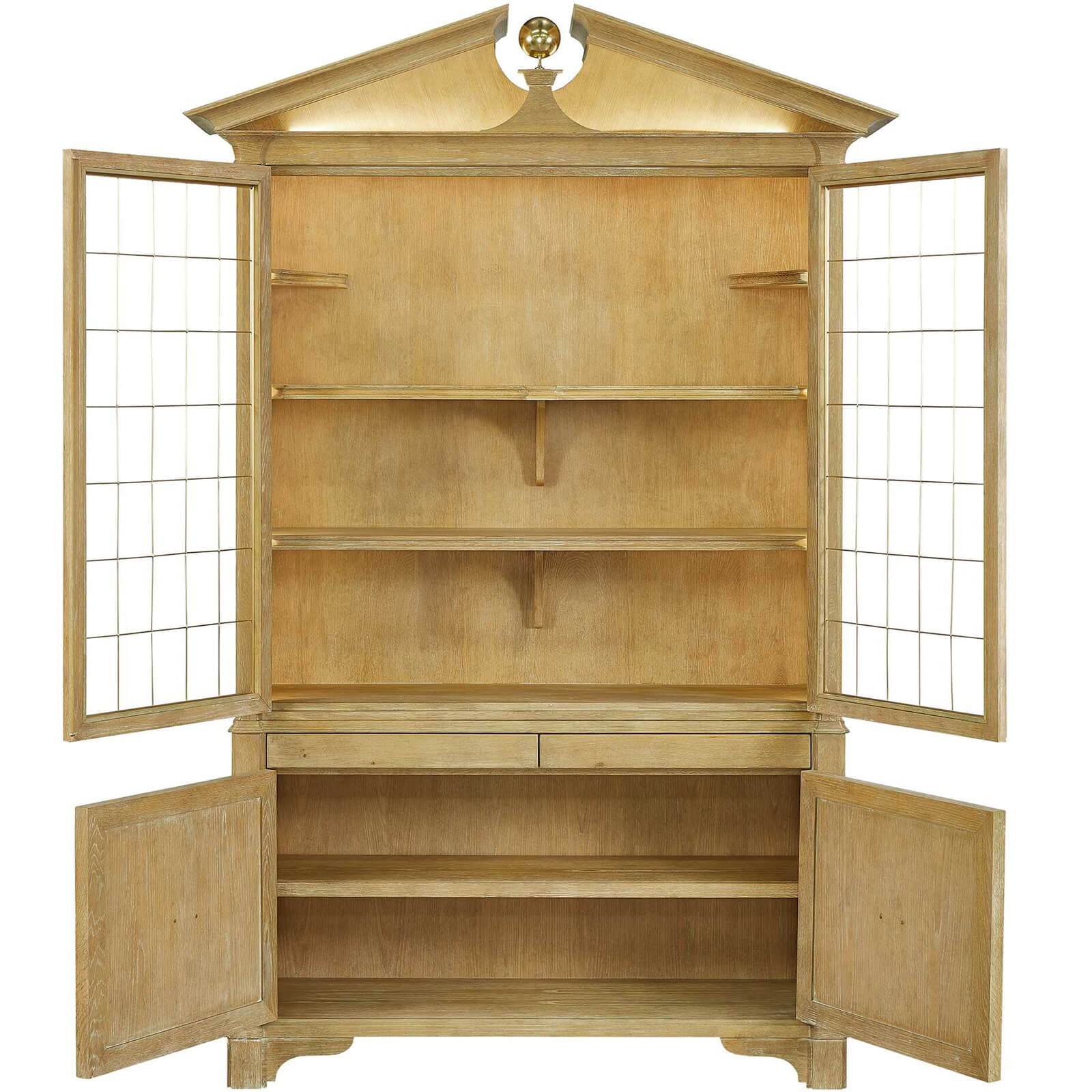 Pediment Tall Cabinet in Scrubbed Light Oak by Uttermost