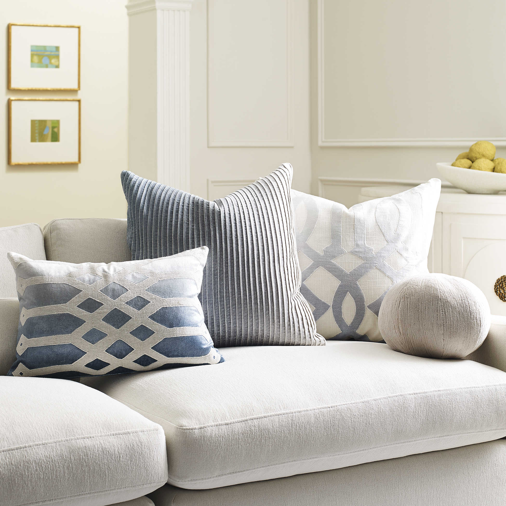 Ombre Fret Cushion - Blue by Uttermost
