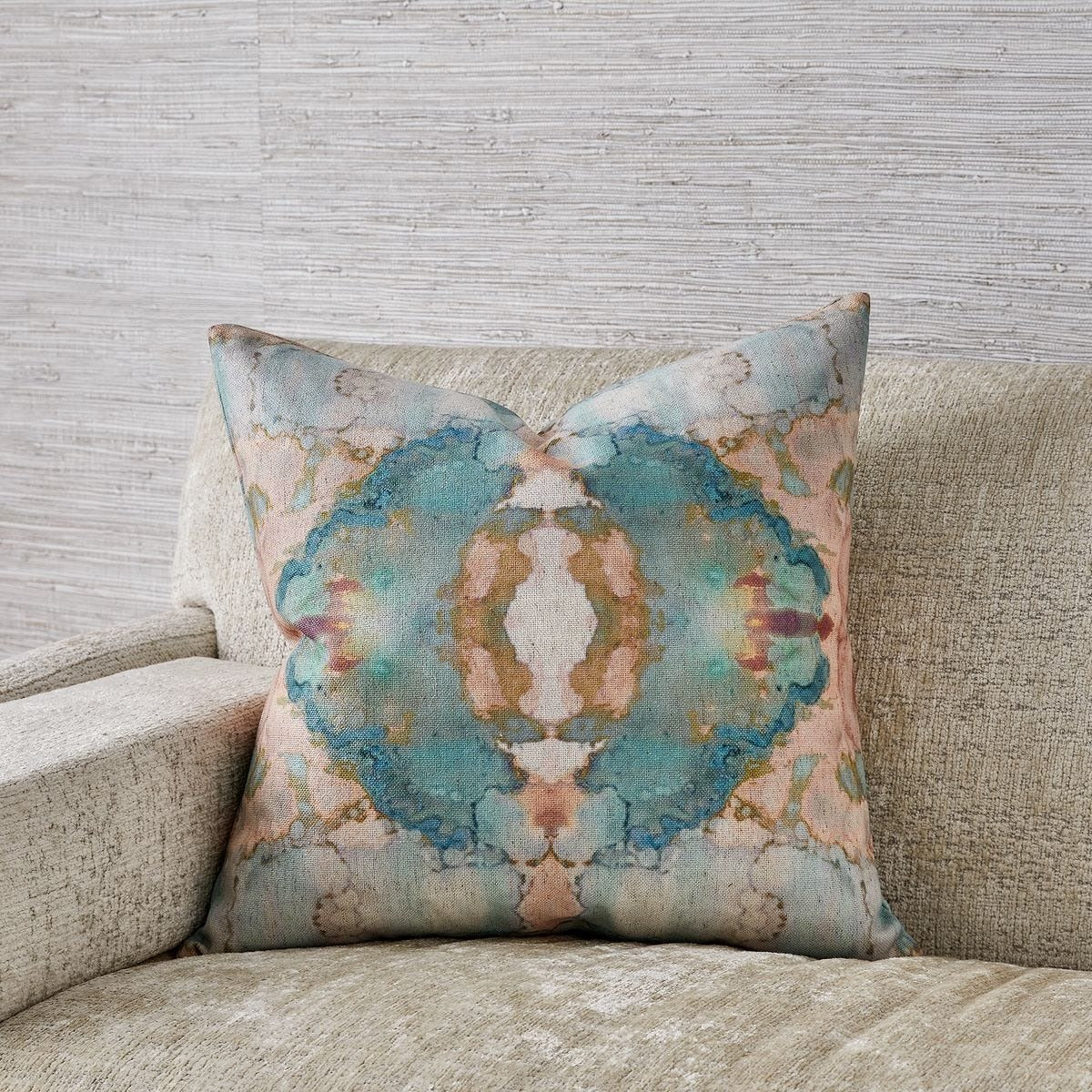 Spectrum Cushion in Blush and Aqua by Uttermost