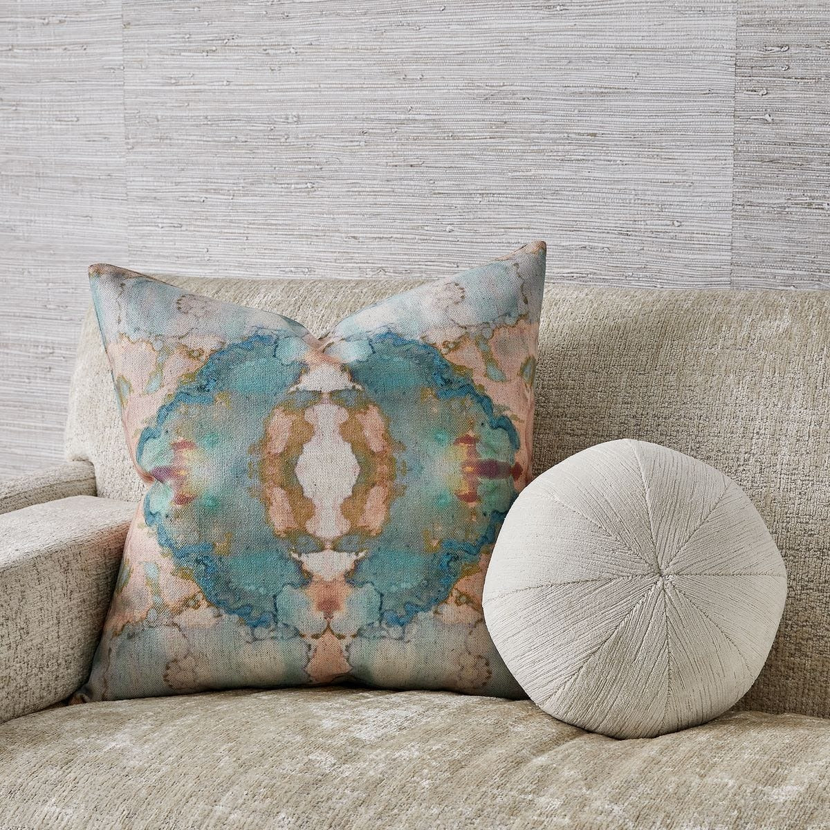 Spectrum Cushion in Blush and Aqua by Uttermost