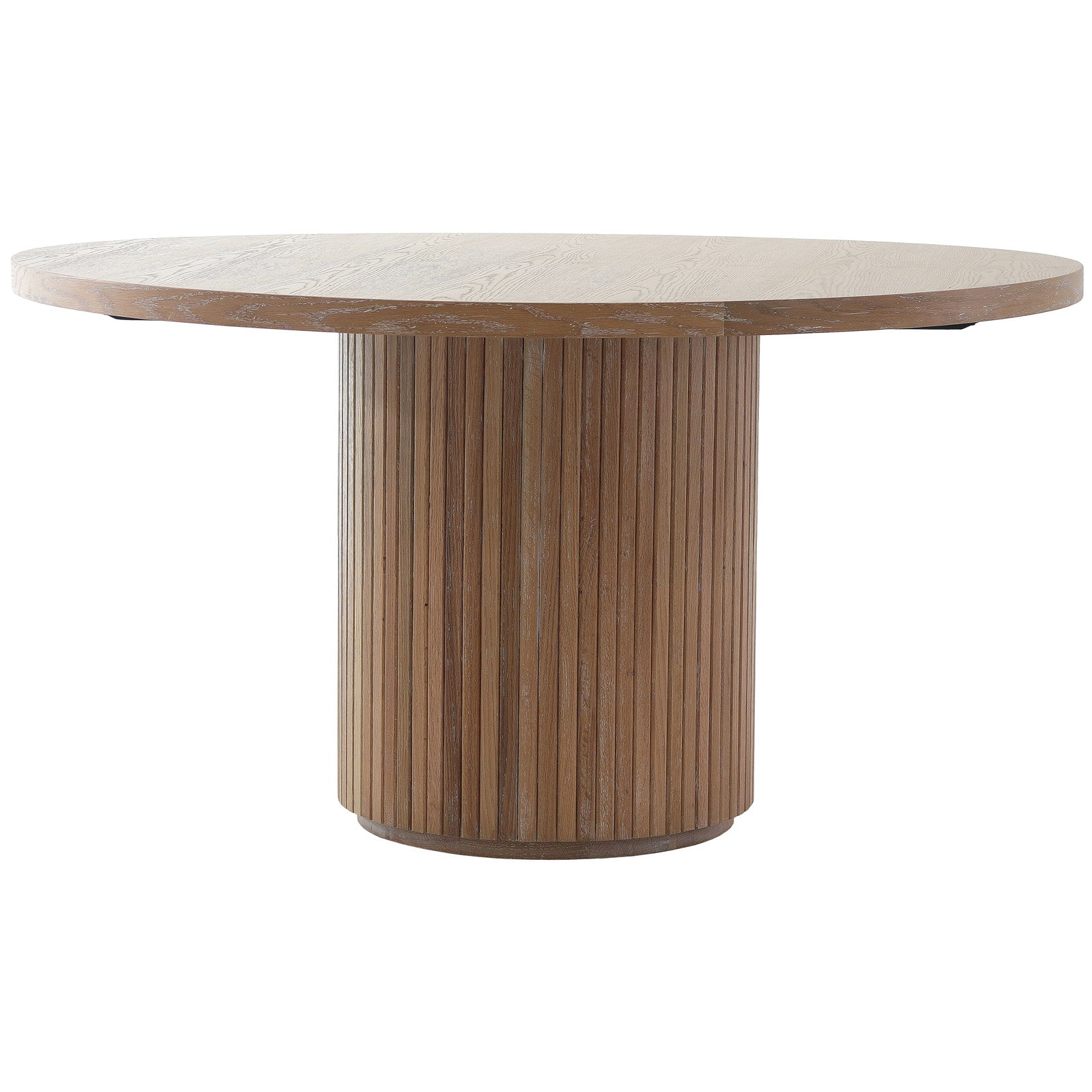 Reeded Round Dining Table in Oak by Keiichi