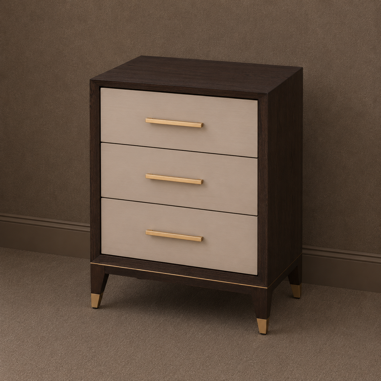 Arnaude Ceramic Grey & Chocolate Bedside Table by RV Astley