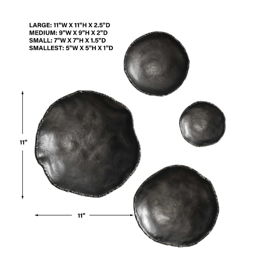 Lucky Coins Wall Bowls in Antiqued Nickel - Set of 4 Uttermost
