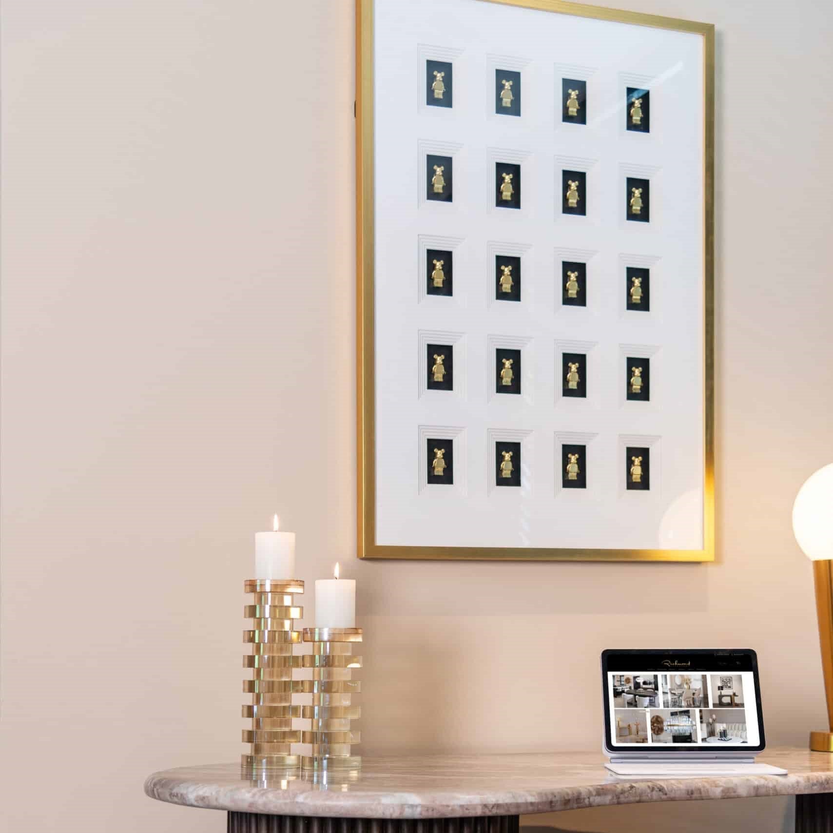 Block 3D Bear Black & Gold Wall Art by Richmond Interiors