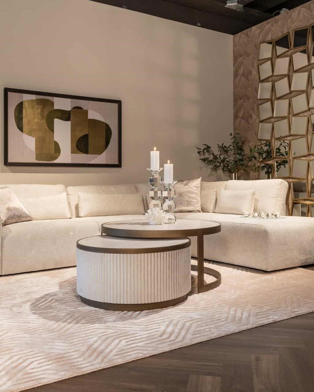 Badia Gold Squares Mirror by Richmond Interiors