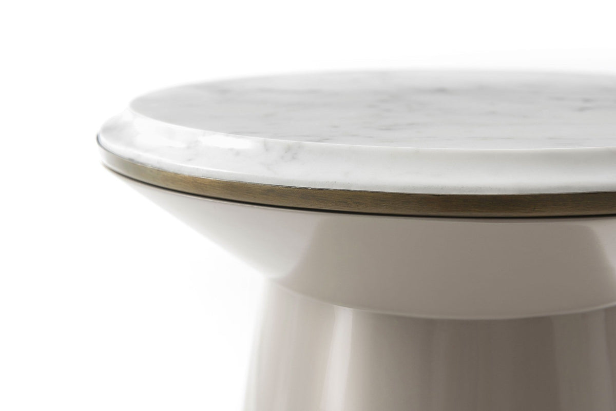 Contour Side Table in Taupe and Pearl - Small by Theodore Alexander