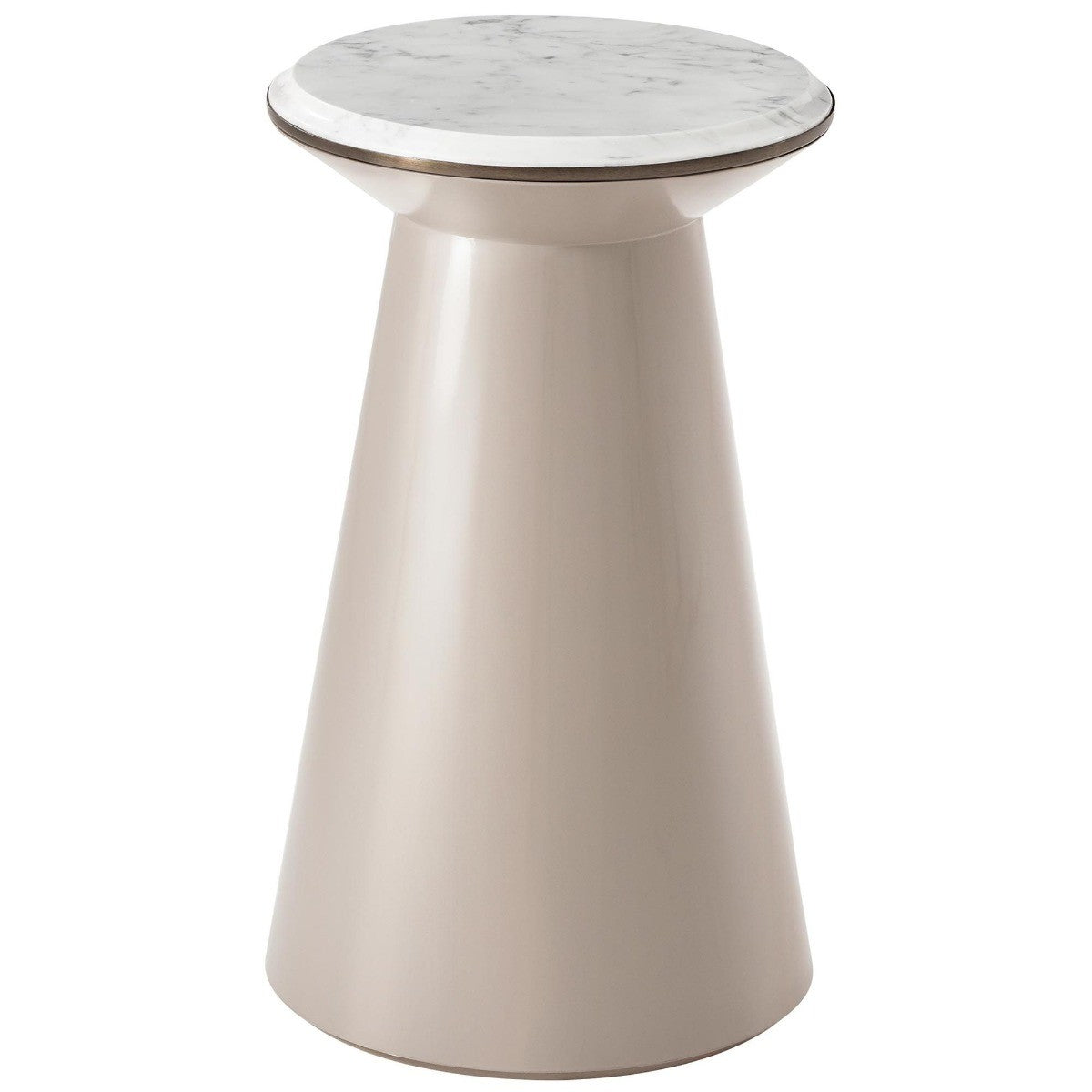 Contour Side Table in Taupe and Pearl - Small by Theodore Alexander