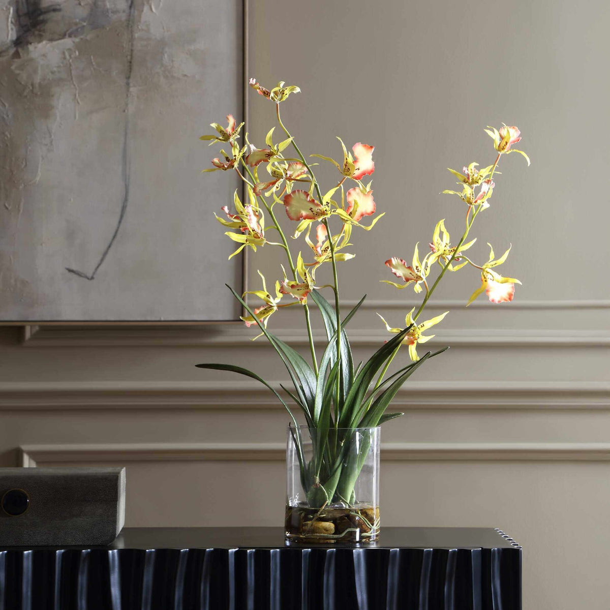 Spider Orchid In Glass Vase Uttermost