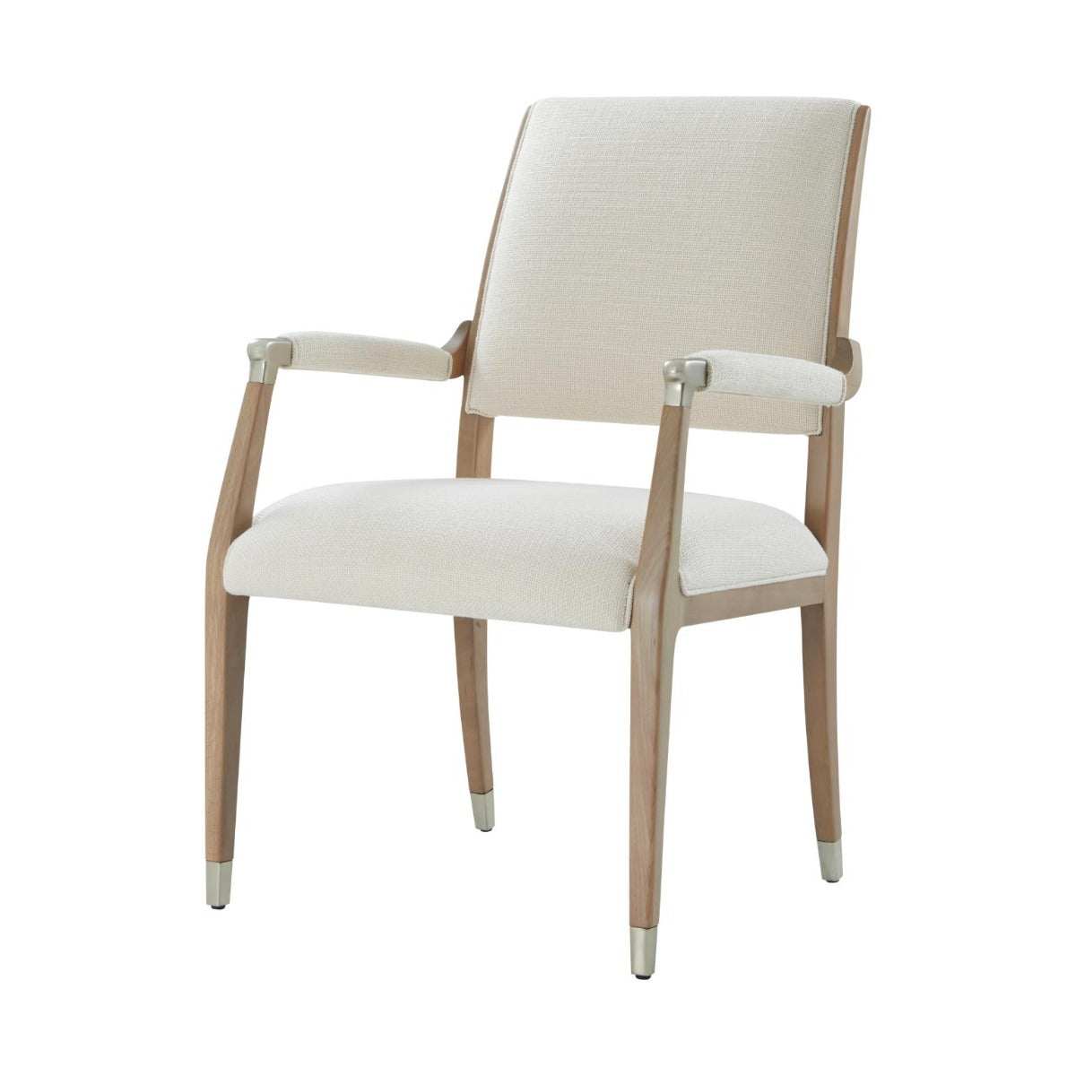 Origins Wooden Upholstered Dining Arm Chair in Sesame by Theodore Alexander