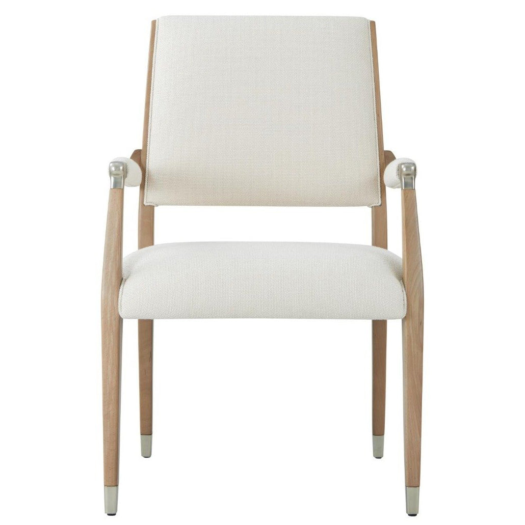 Origins Wooden Upholstered Dining Arm Chair in Sesame by Theodore Alexander