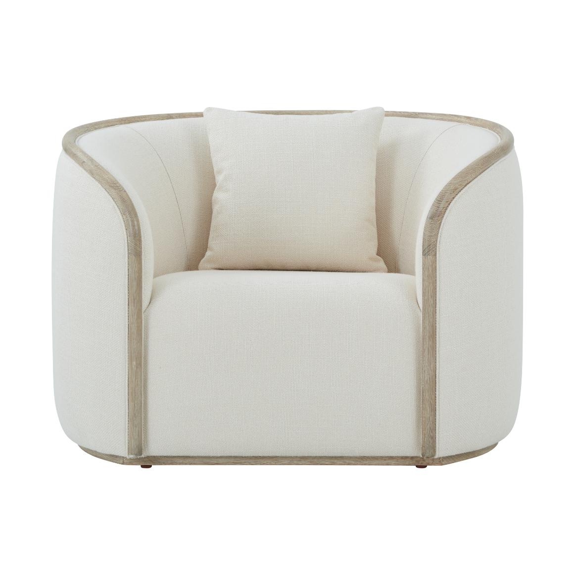 Repose Wooden Upholstered Club Chair in Grey Oak by Theodore Alexander