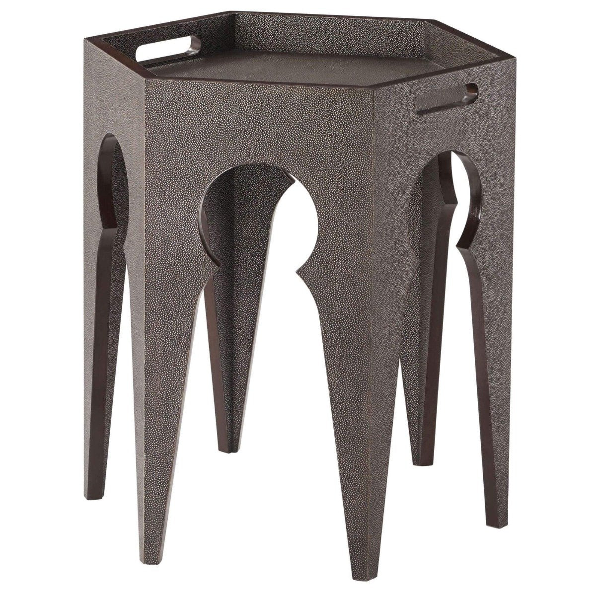 Radium Hexagonal Accent Table in Tempest by Theodore Alexander