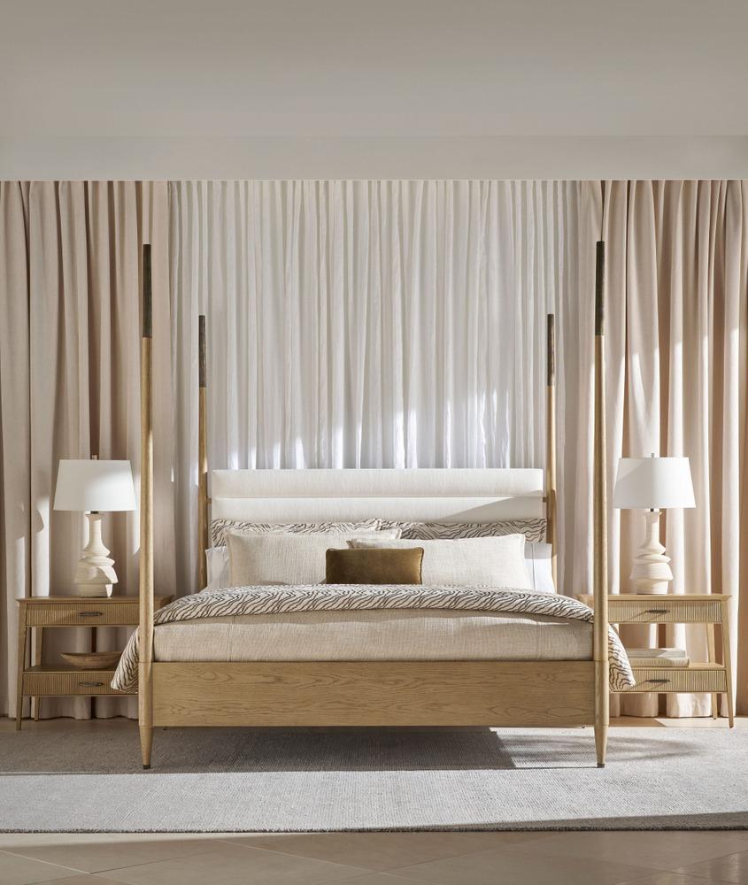 Balboa Wooden Bedside Table in Coastal Grey by Theodore Alexander