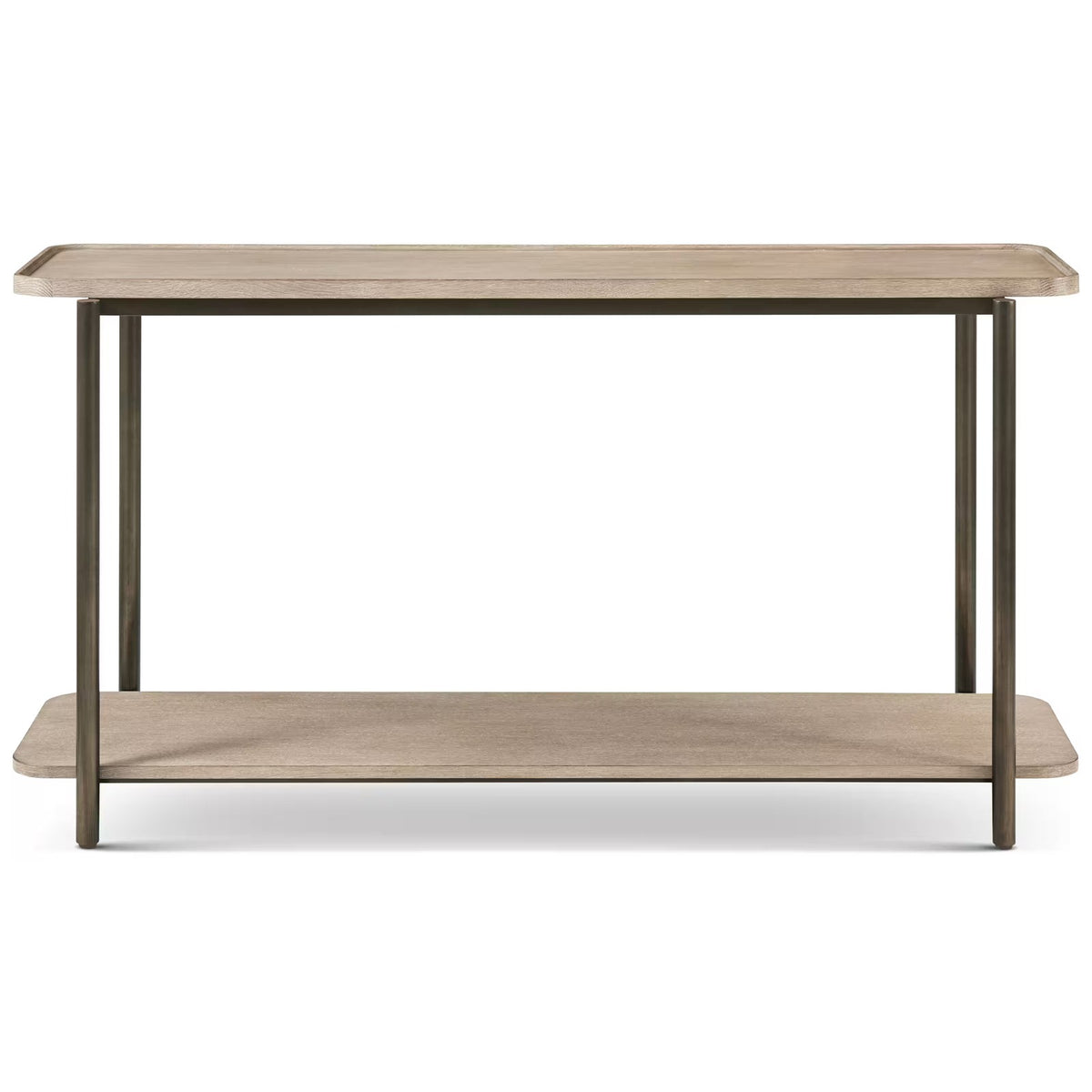 Repose Iron Console Table in Grey Oak by Theodore Alexander