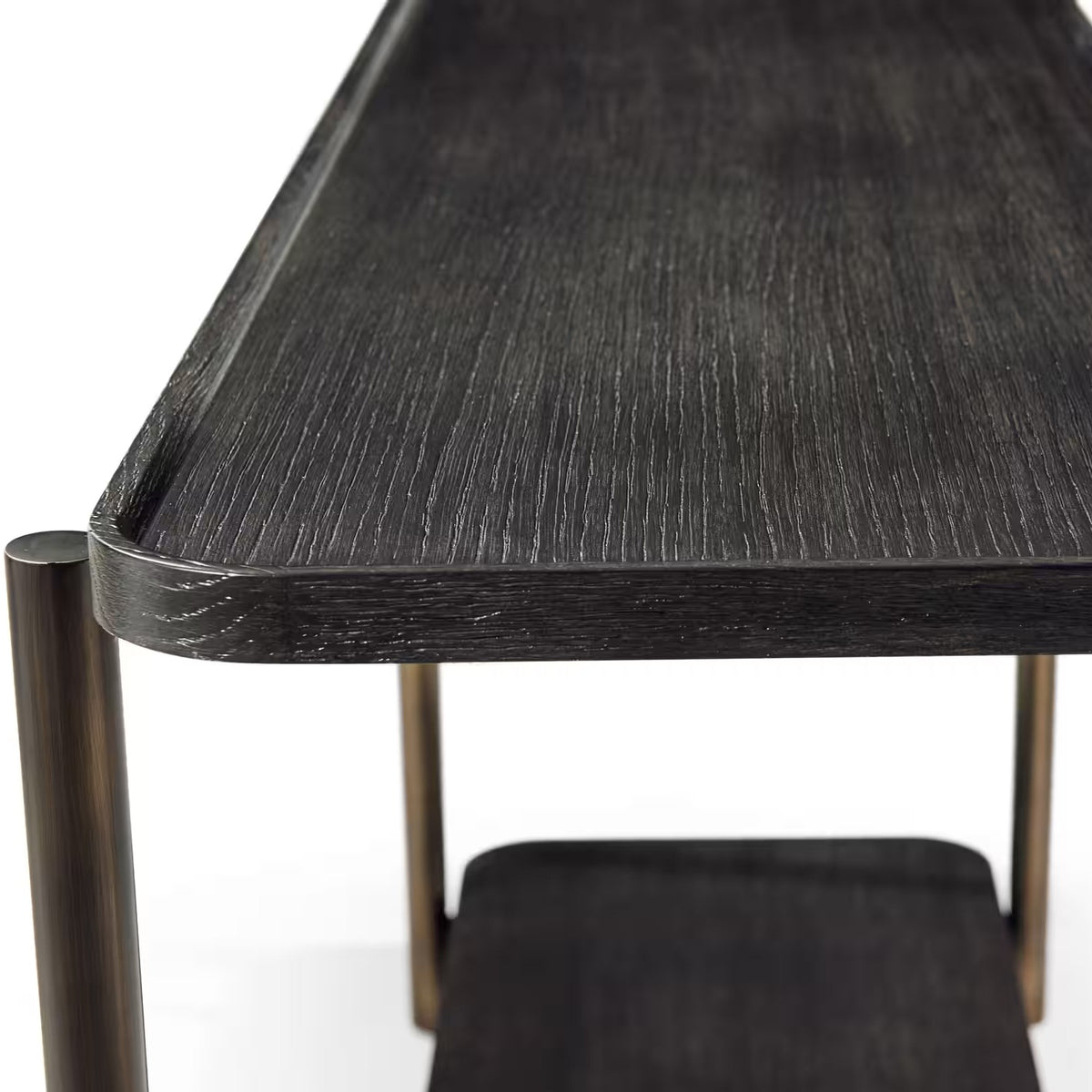 Repose Console Table in Charcoal Oak by Theodore Alexander