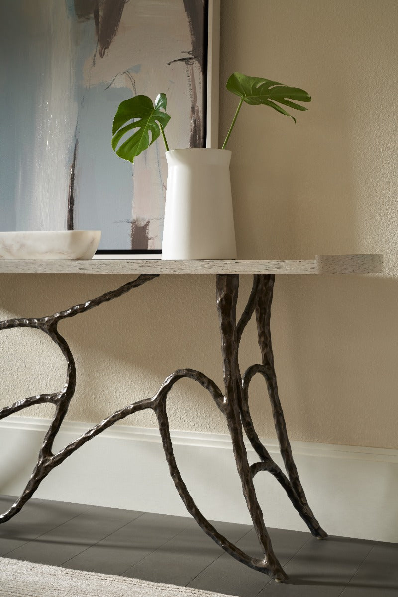 Essence Console Table in White Oak by Theodore Alexander