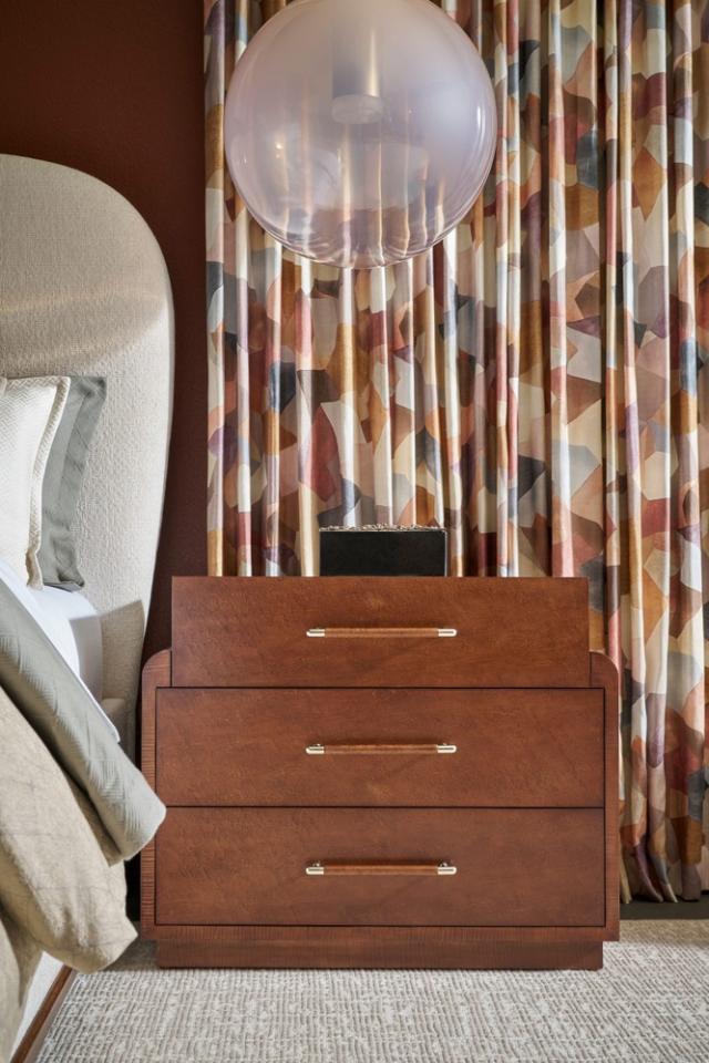 Origins Three Drawer Bedside Table in Landmark Finish by Theodore Alexander