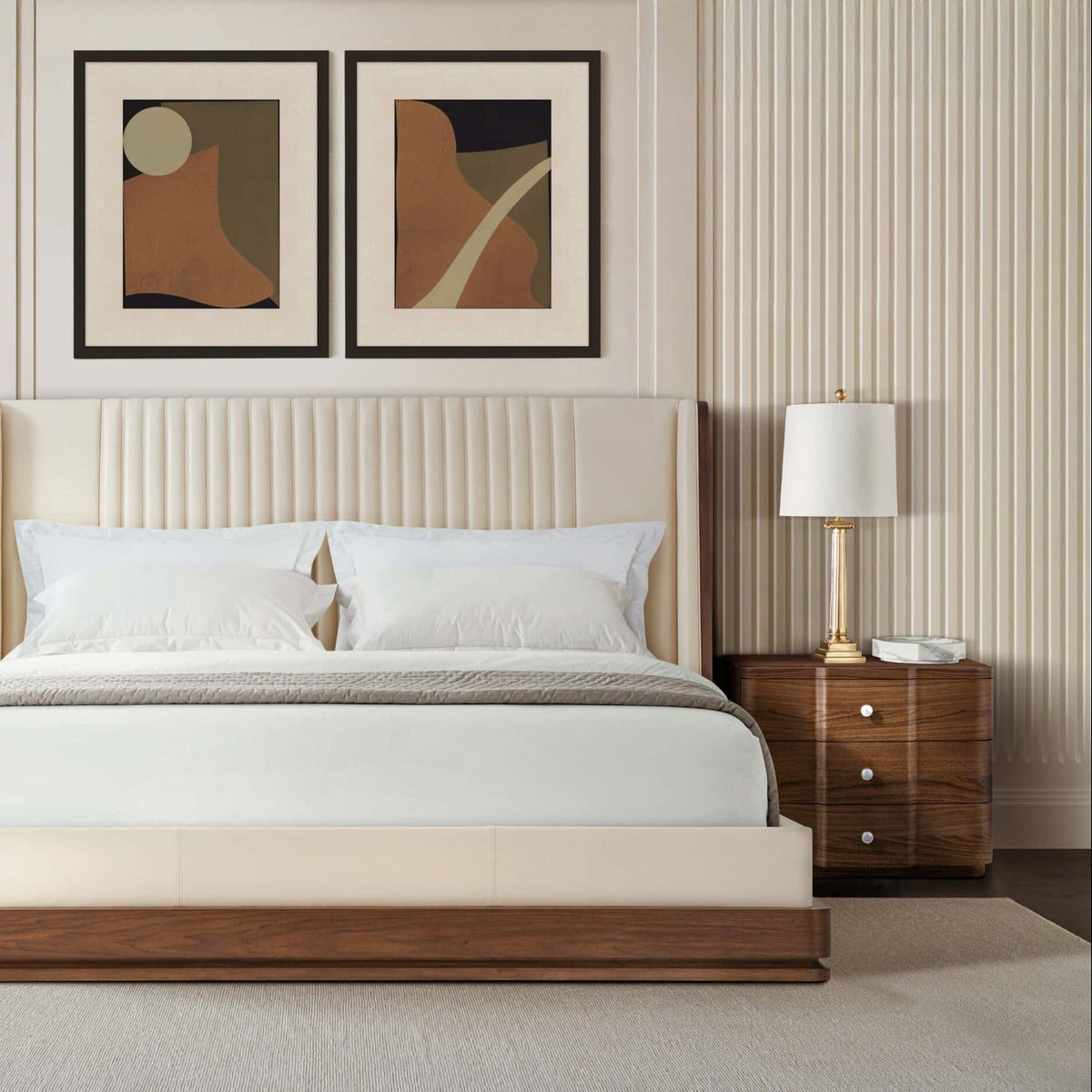 Coronet Walnut Bedside Table by Theodore Alexander