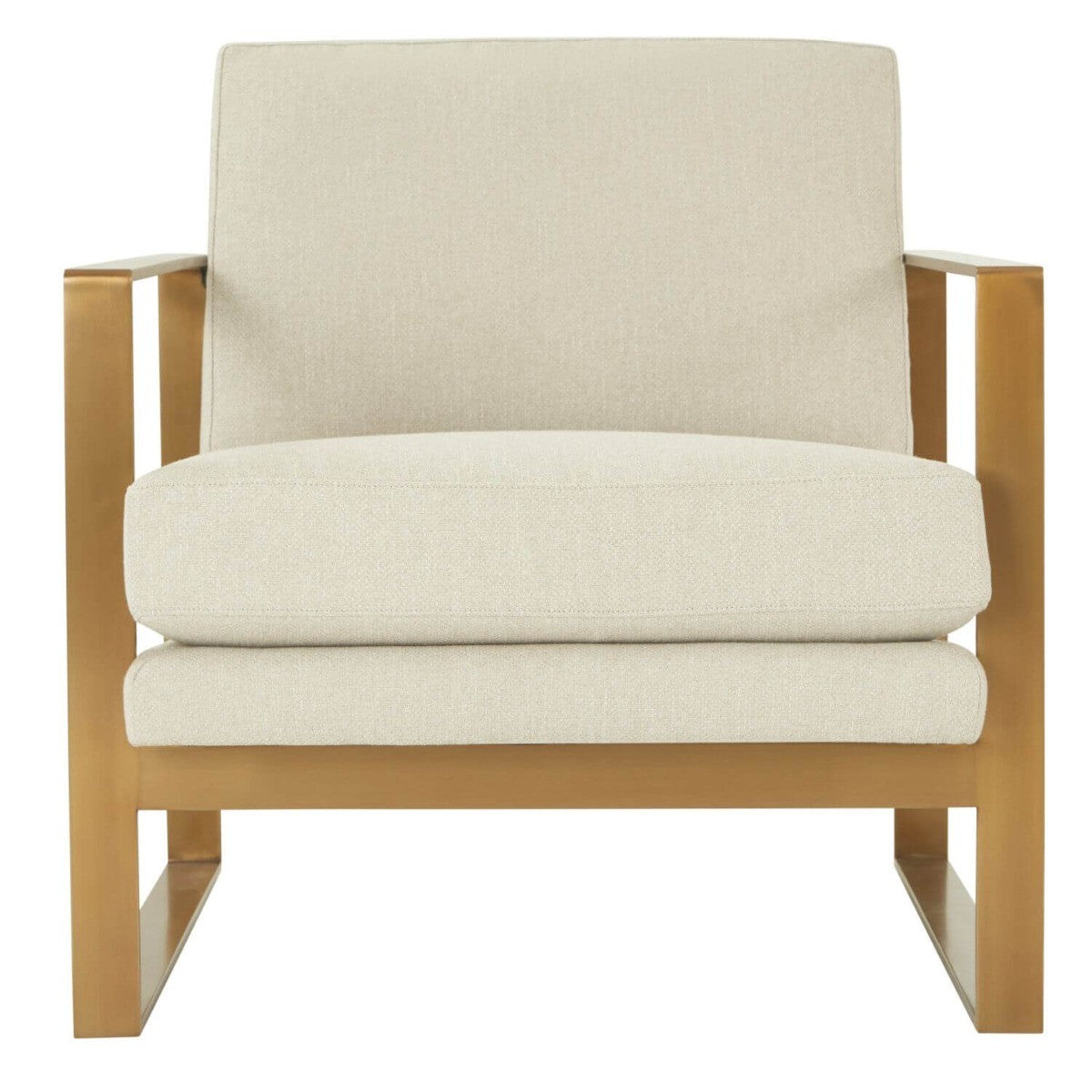 Bower Club Chair in Kendal Linen with Brushed Brass Finish Legs by Theodore Alexander