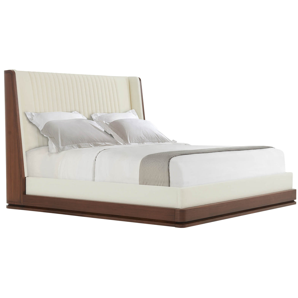 Coronet Walnut and Upholstered Channel Super King Bed by Theodore Alexander